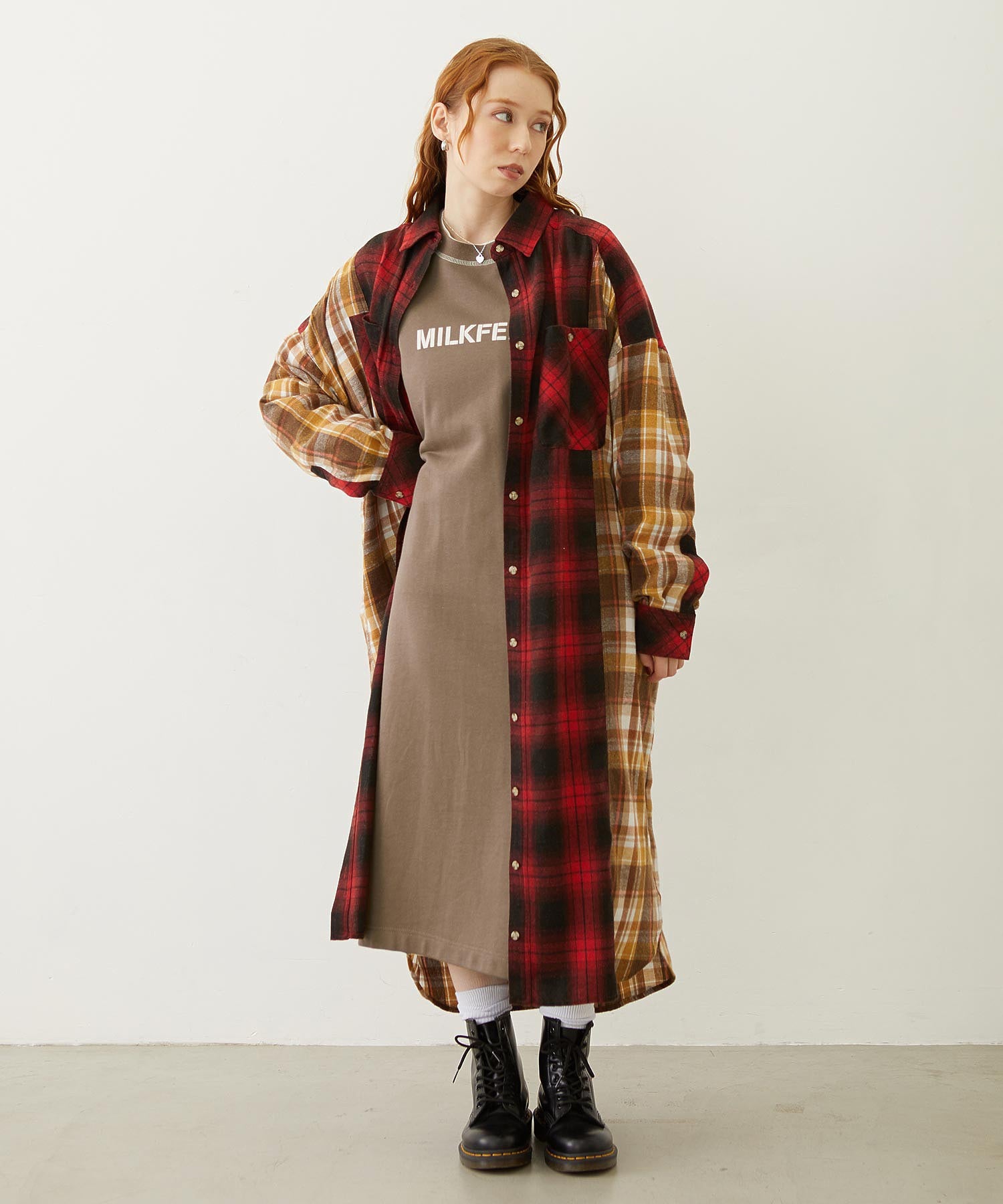 WASHED PANEL SHIRT DRESS