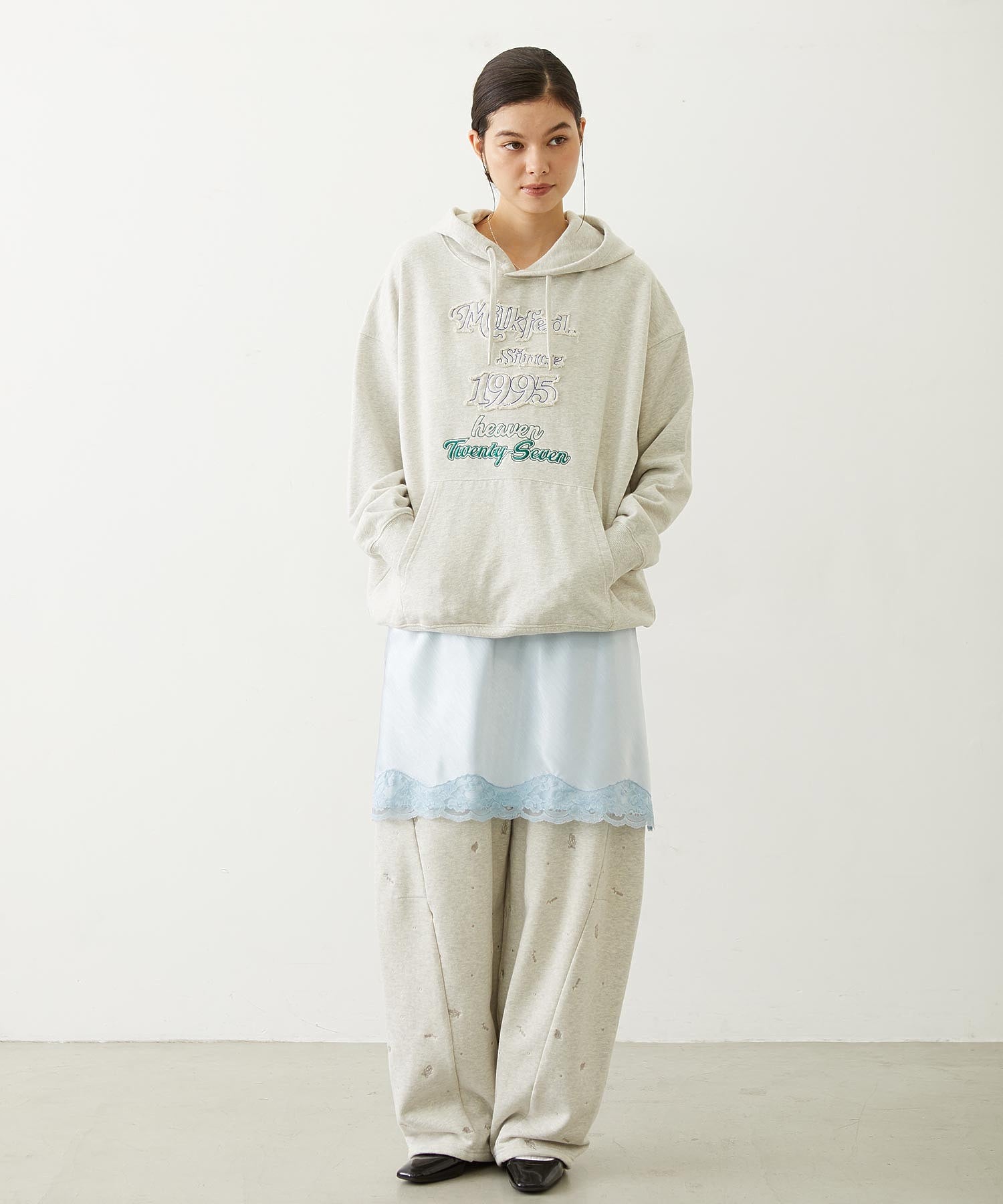 STITCHED LOGO SWEAT HOODIE