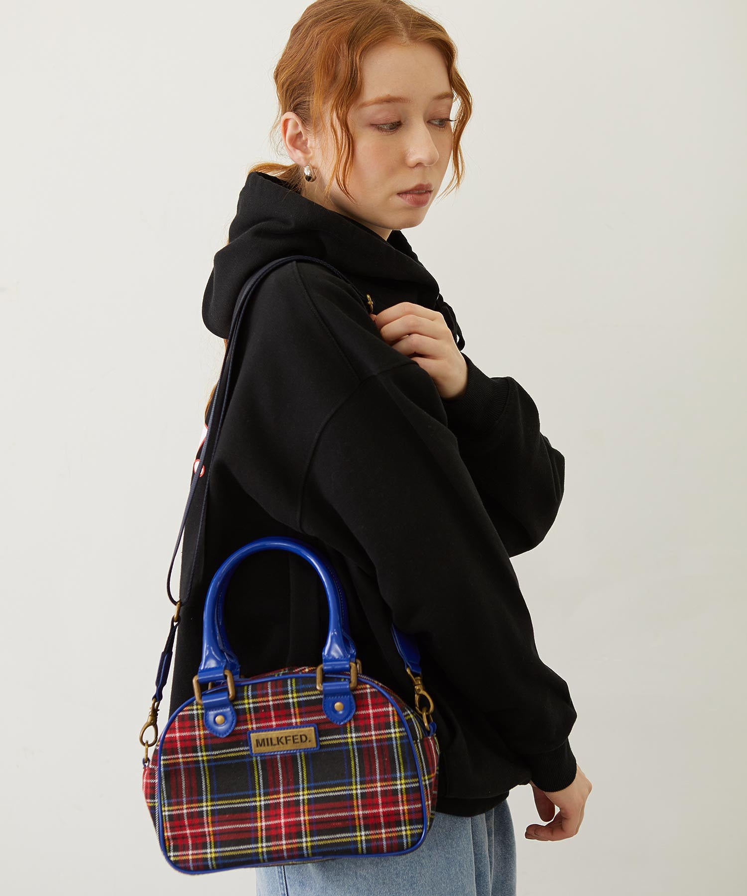 PLAID PATTERN BOSTON BAG