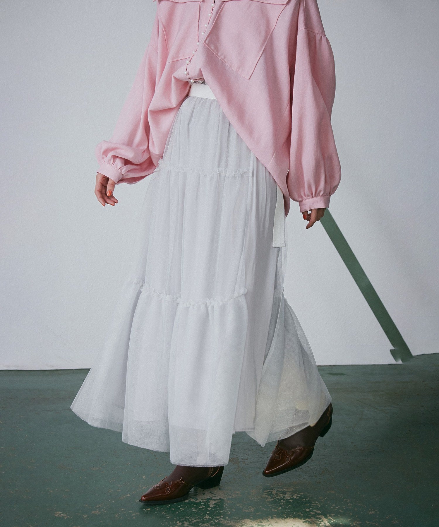 チュールレイヤードスカート