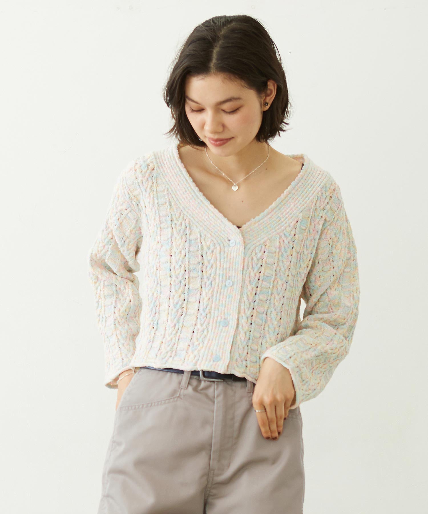 OPENWORK CABLE KNIT CARDIGAN