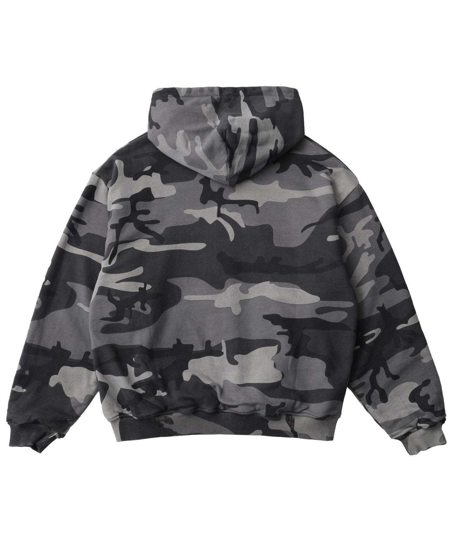 REVERSIBLE CAMO ZIP HOODED SWEATSHIRT