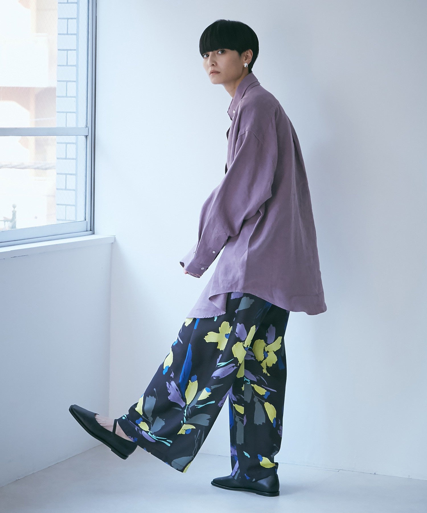 ボタンダウン ダブルネックシャツ