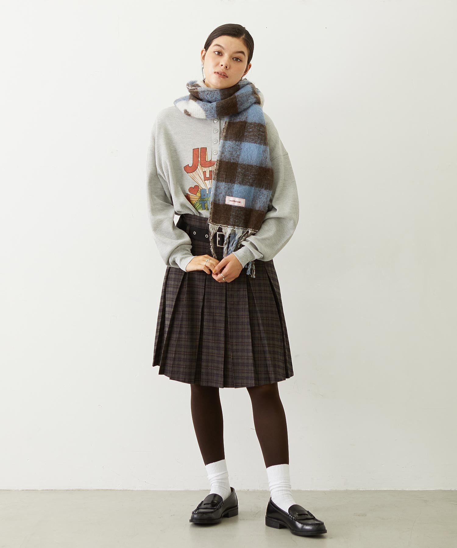 GINGHAM CHECK LOGO STOLE