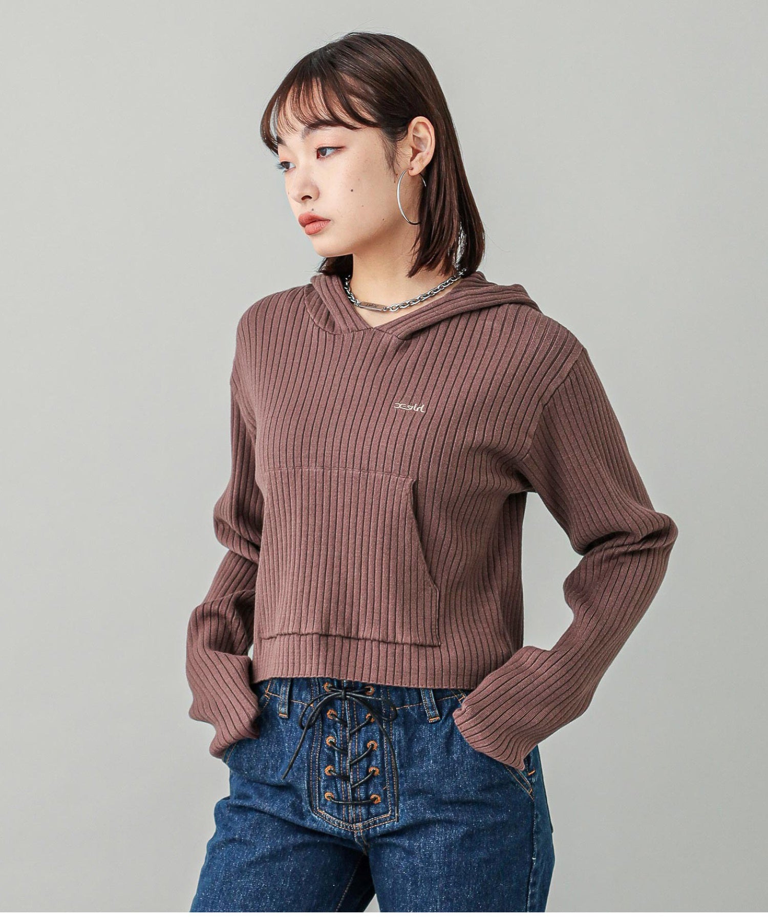 RIB KNIT HOODIE