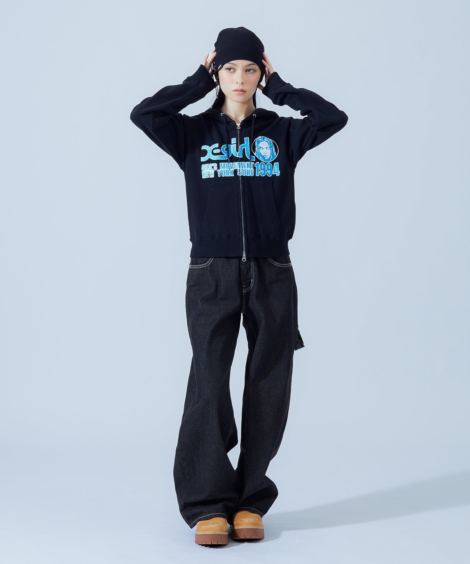 LOOP WITH BUCKLE WIDE LEG DENIM PANTS