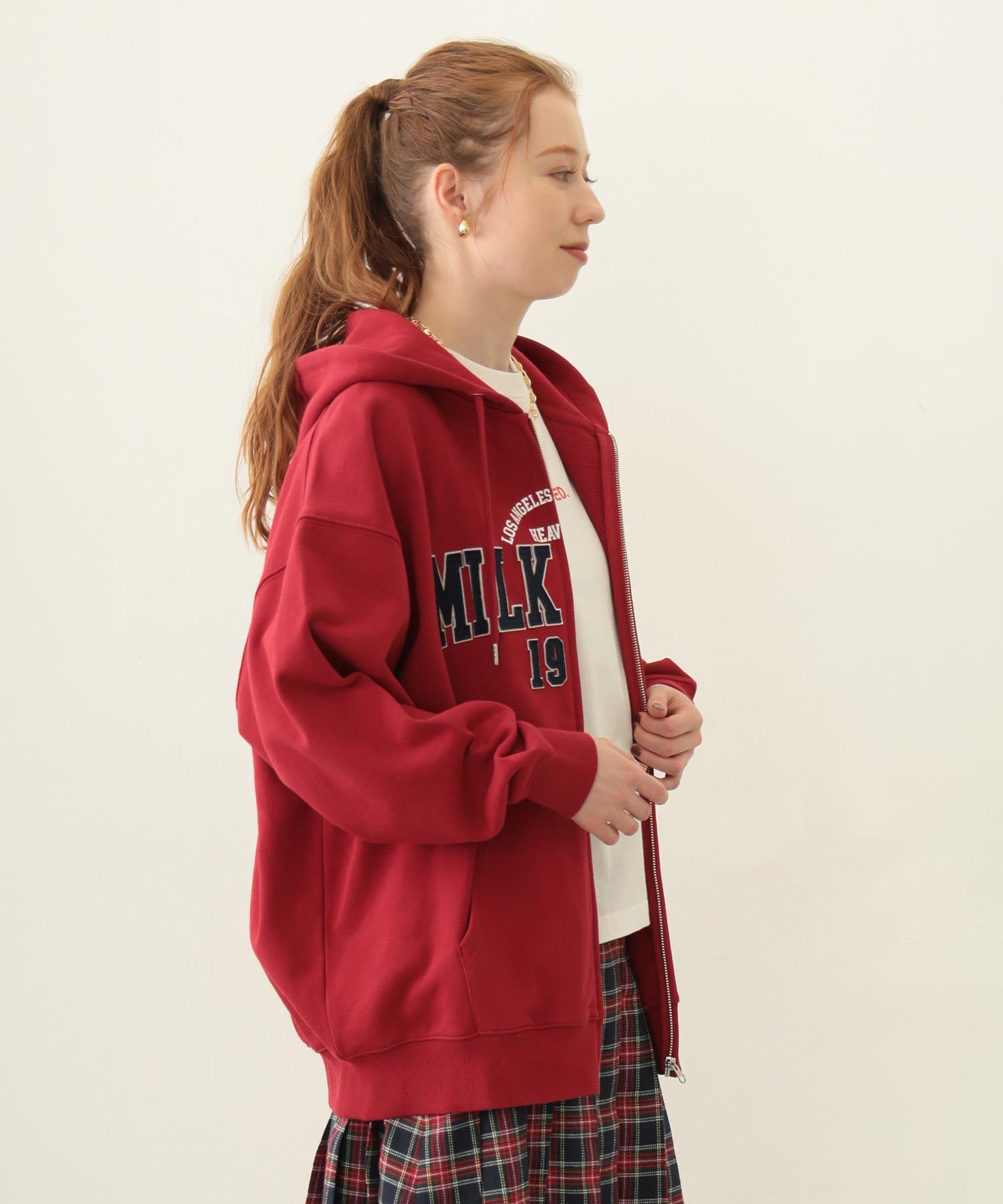 COLLEGE PATCH ZIP UP HOODIE