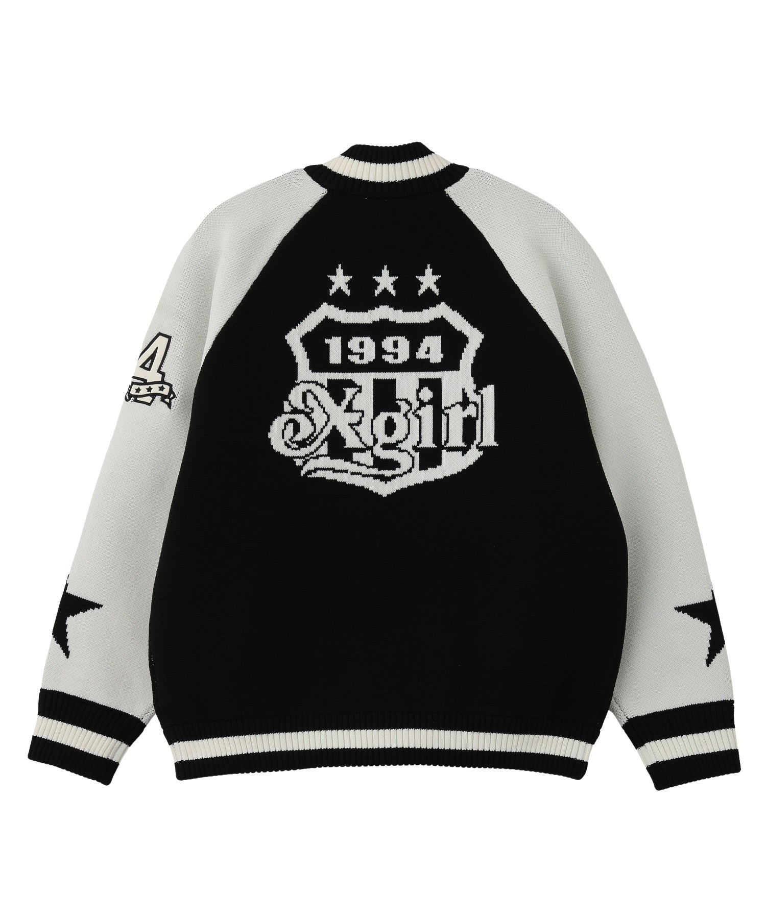 PATCH AND JACQUARD STADIUM KNIT JACKET