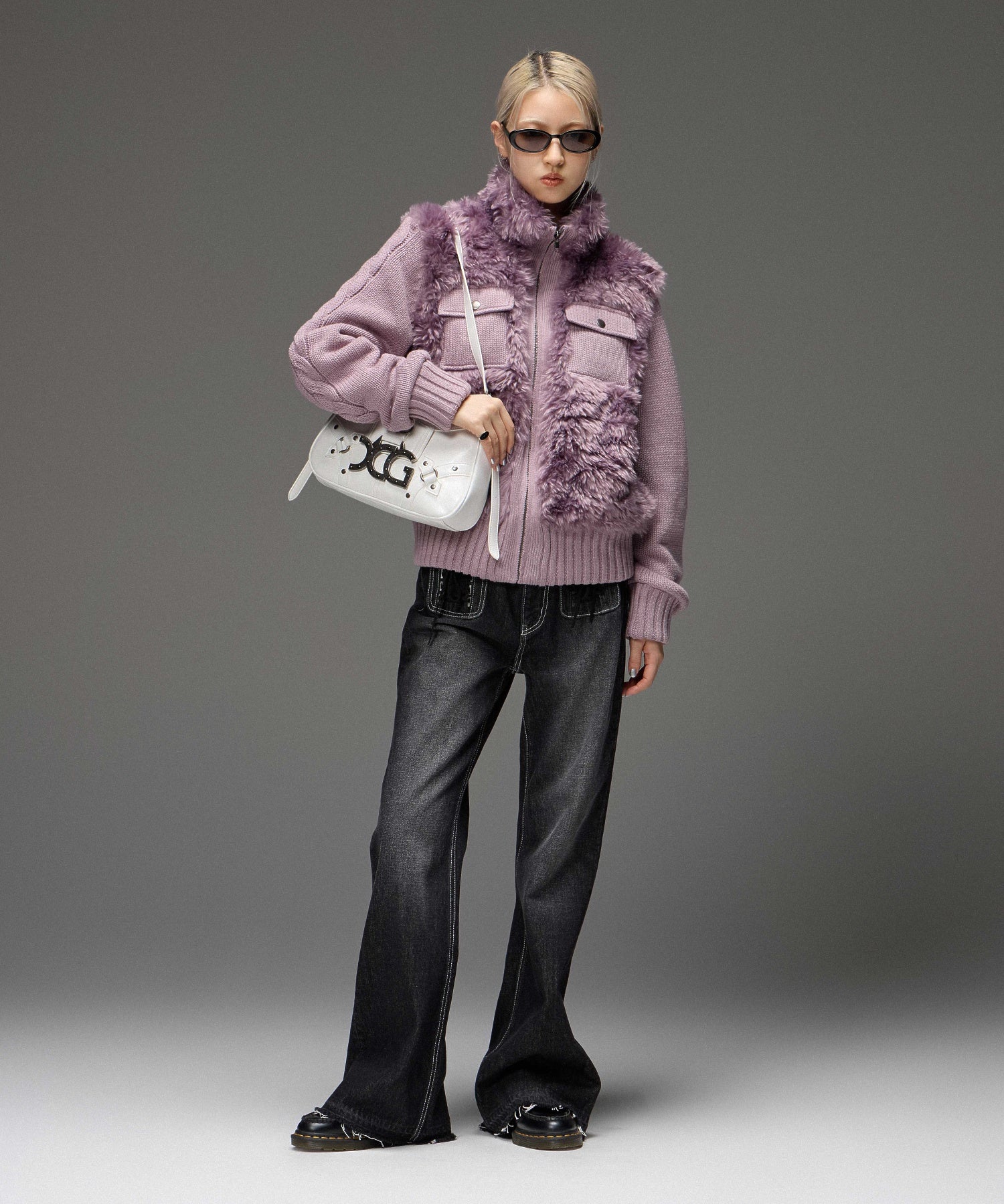 FAUX FUR AND KNIT JACKET