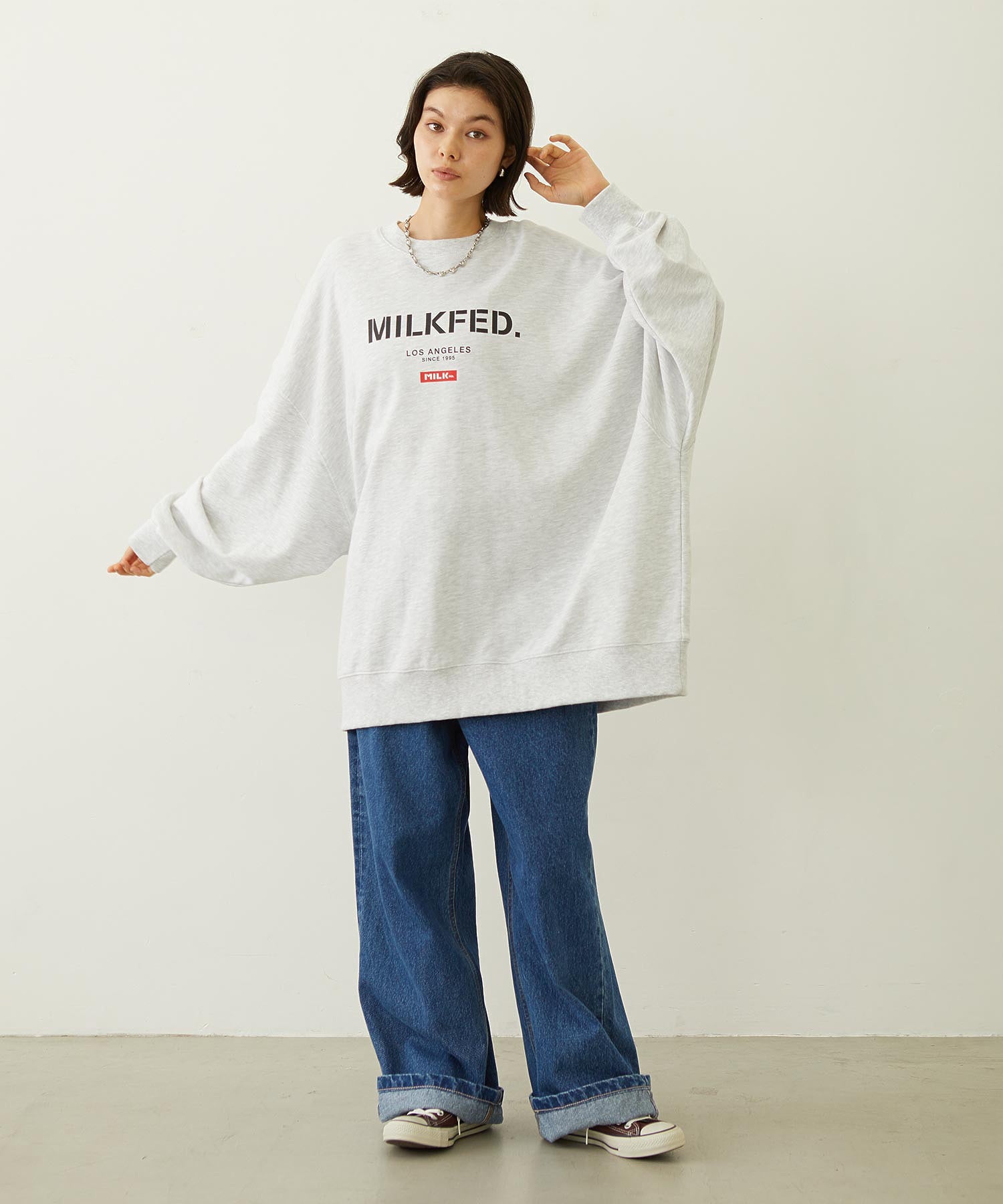 STENCIL AND BAR LOGO BIG SWEAT TOP