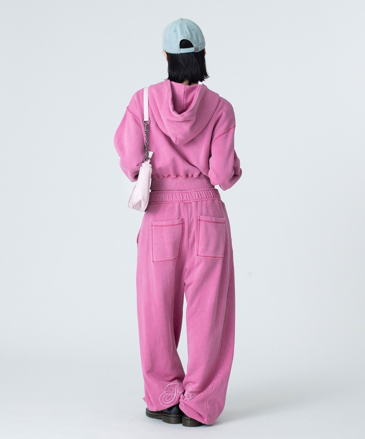 PIGMENT DYED SCRIPT LOGO COMPACT ZIP UP SWEAT HOODIE