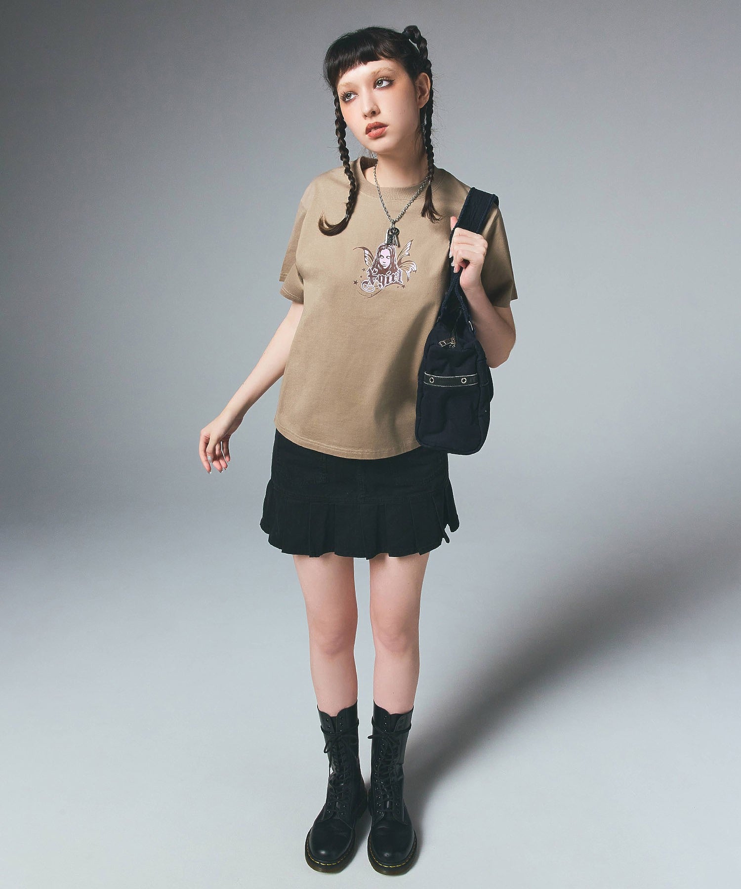 WAIST RIB PLEATED MINI SKIRT