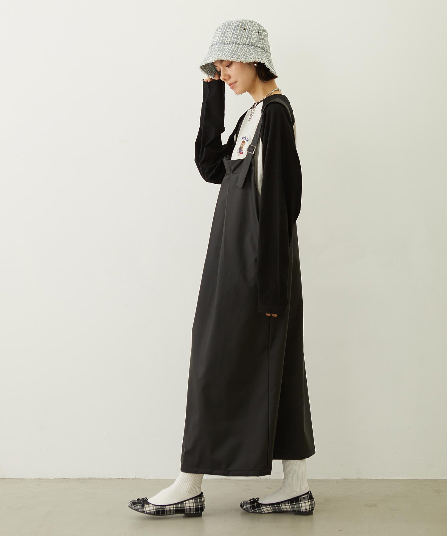 FAUX LEATHER TUCK DRESS