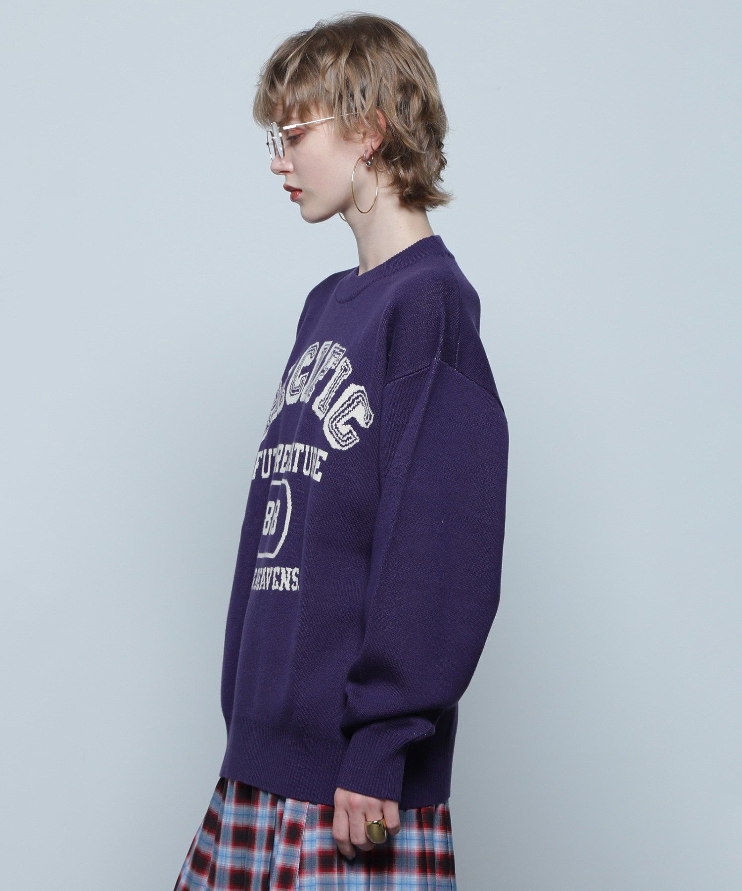 GENE HEAVENS/カレッジライクロゴ ジャカードニット