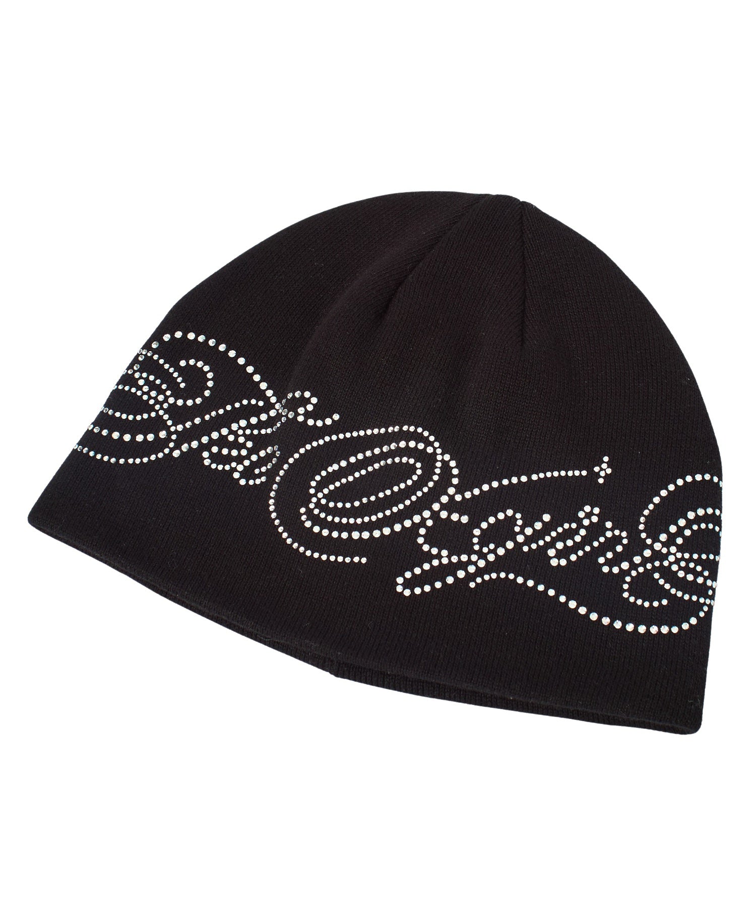 RHINESTONE DECORATIVE SCRIPT LOGO BEANIE