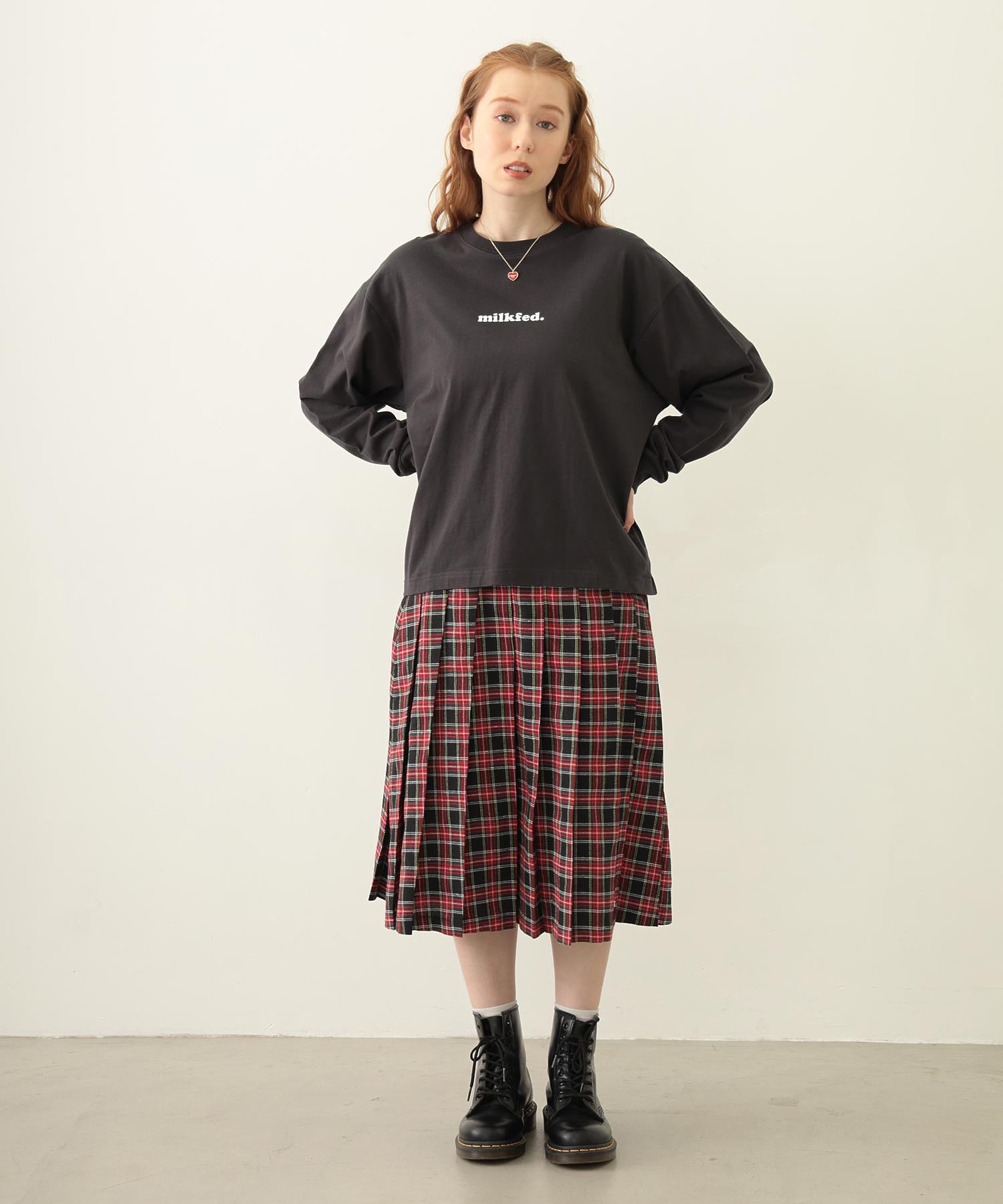 PLEATED PLAID SKIRT