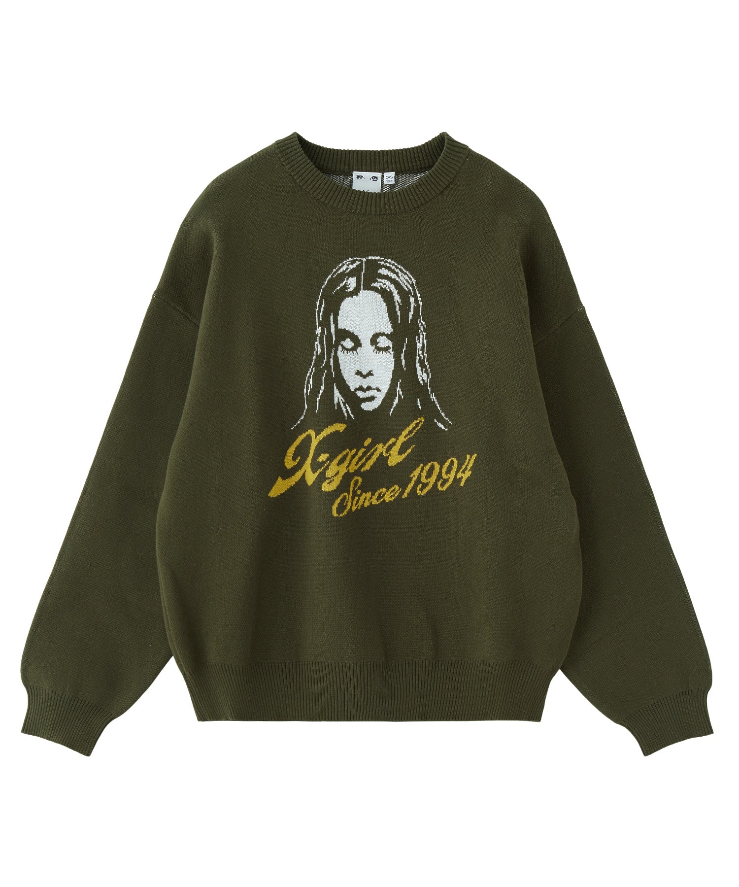 CURSIVE LOGO AND FACE JACQUARD KNIT TOP