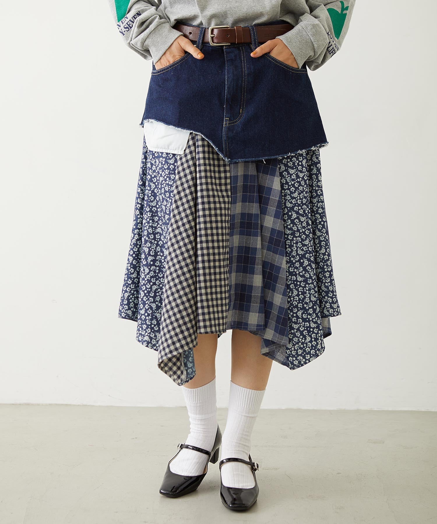 PATCHWORK OVERALL SKIRT