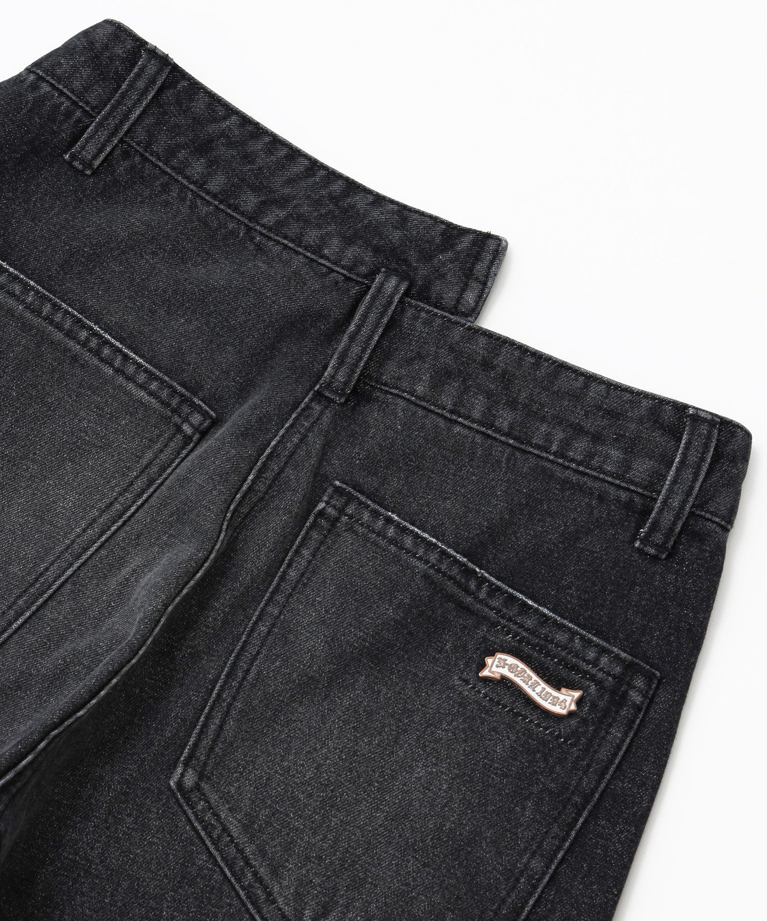 ASYMMETRIC WAIST BARREL LEG DENIM PANTS