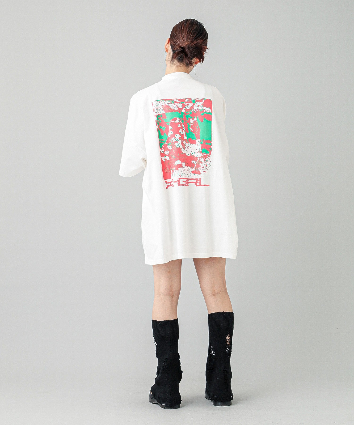 FAINT PRINTED S/S TEE DRESS