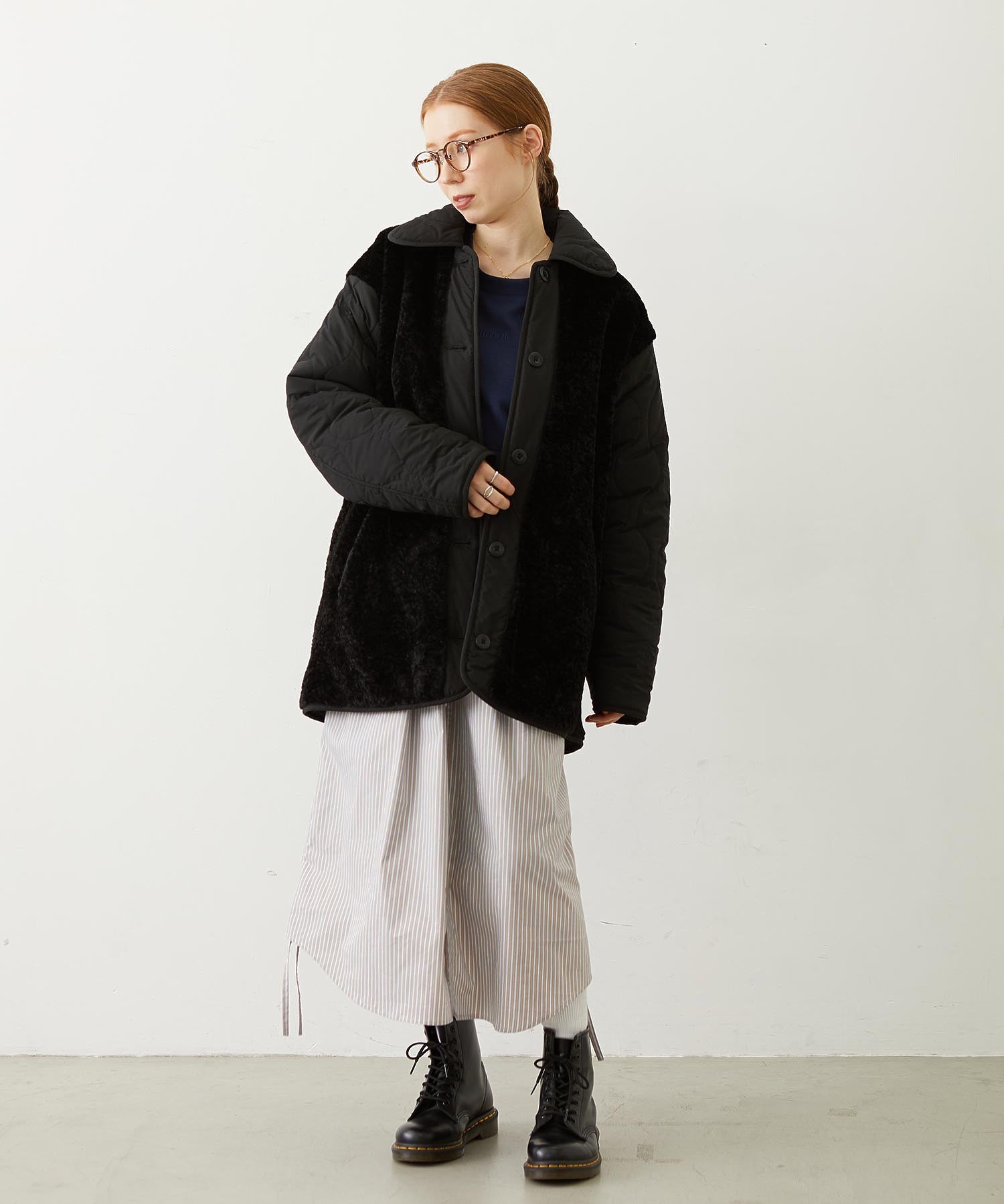 REVERSIBLE QUILTED LOGO LONG COAT