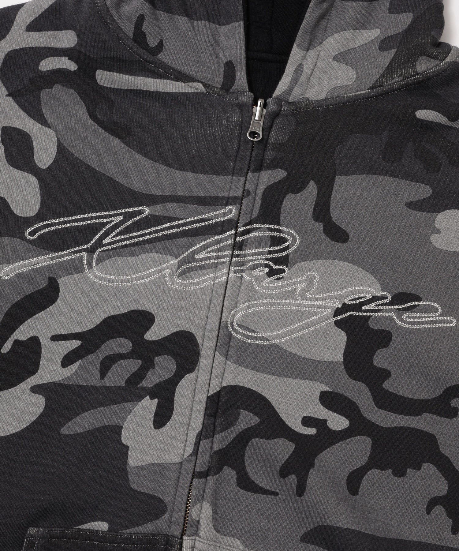 REVERSIBLE CAMO ZIP HOODED SWEATSHIRT
