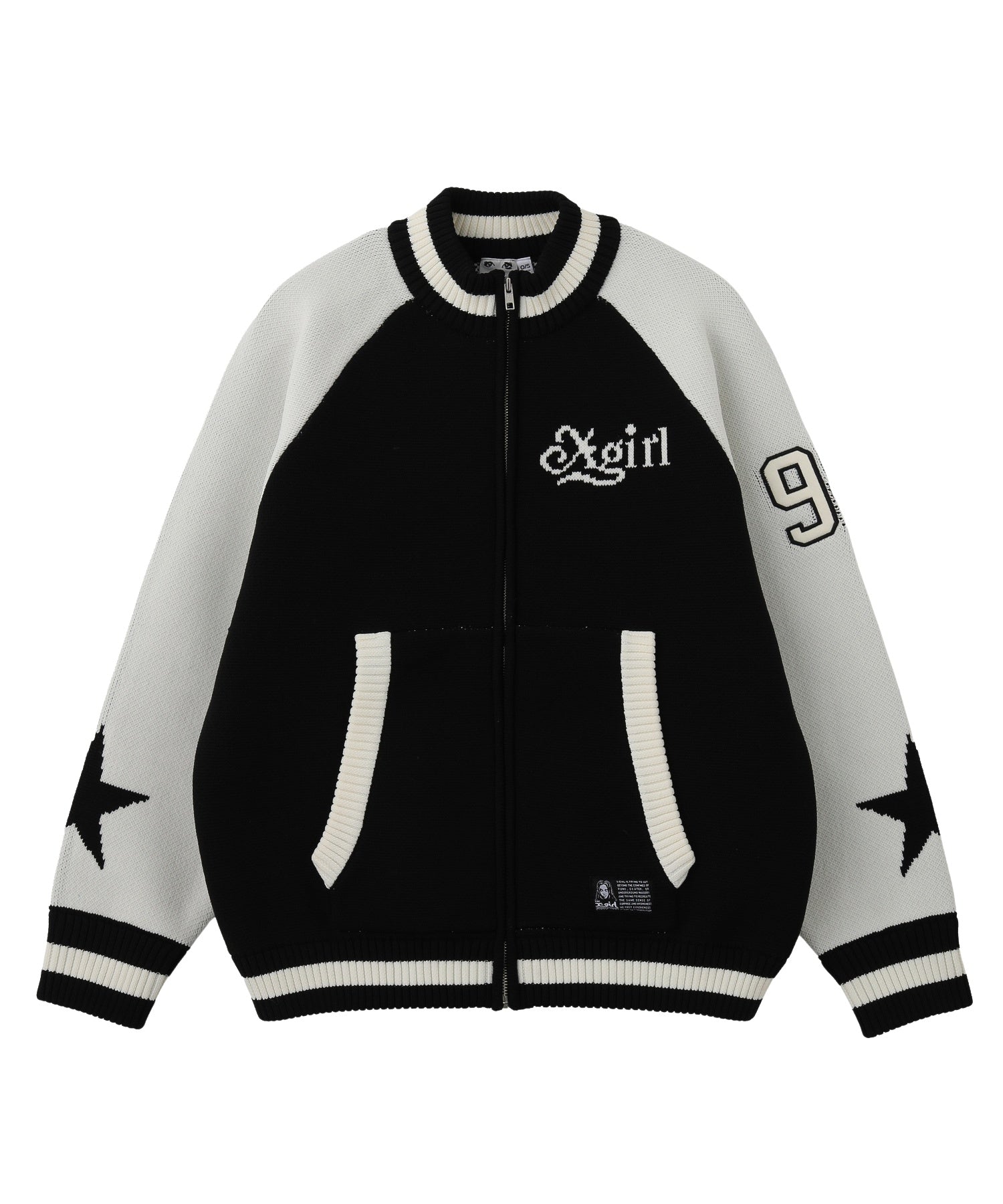 PATCH AND JACQUARD STADIUM KNIT JACKET