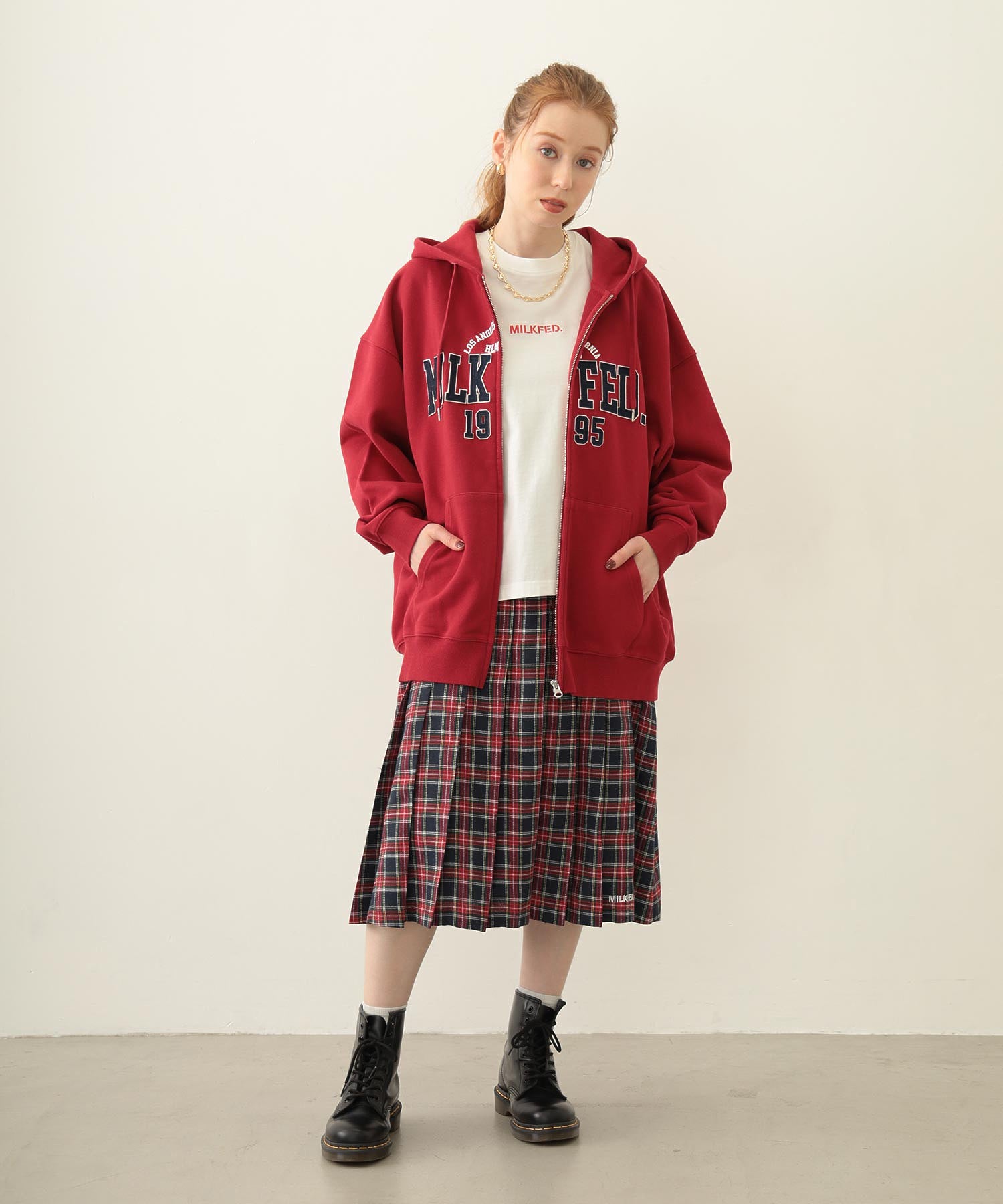 COLLEGE PATCH ZIP UP HOODIE