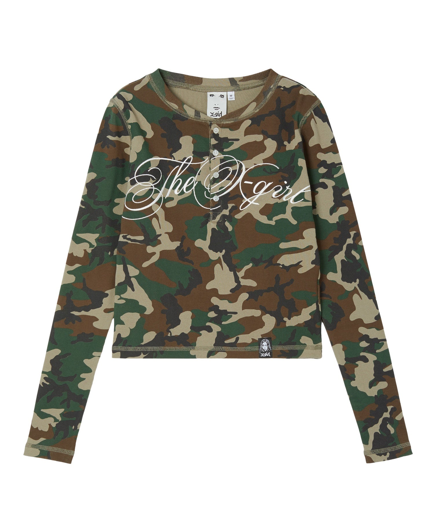 HENLEY NECK SCRIPT LOGO L/S COMPACT TOP