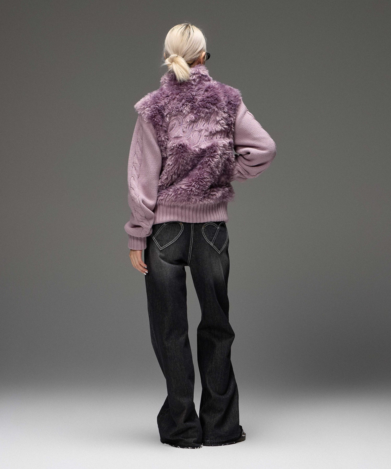 FAUX FUR AND KNIT JACKET