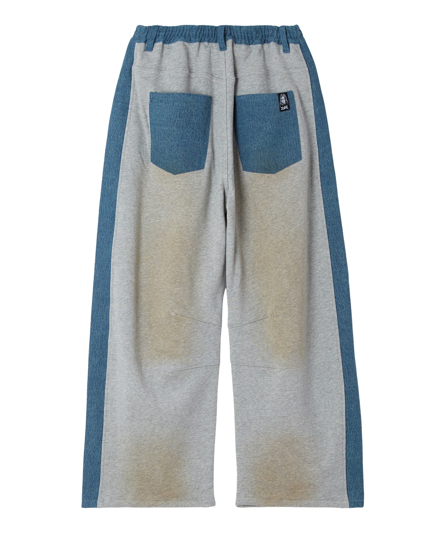 DENIM PANELED WIDE BAGGY SWEATPANTS