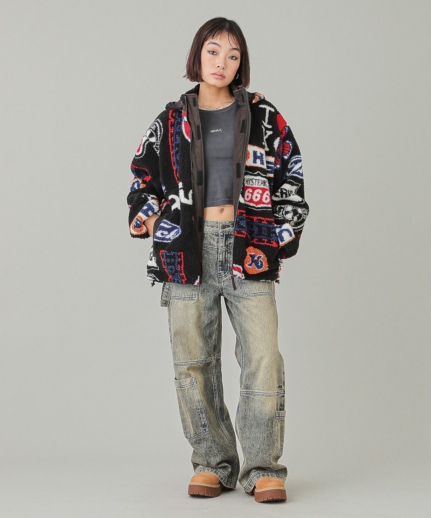 X-girl x HYSTERIC GLAMOUR REVERSIBLE BOA JACKET