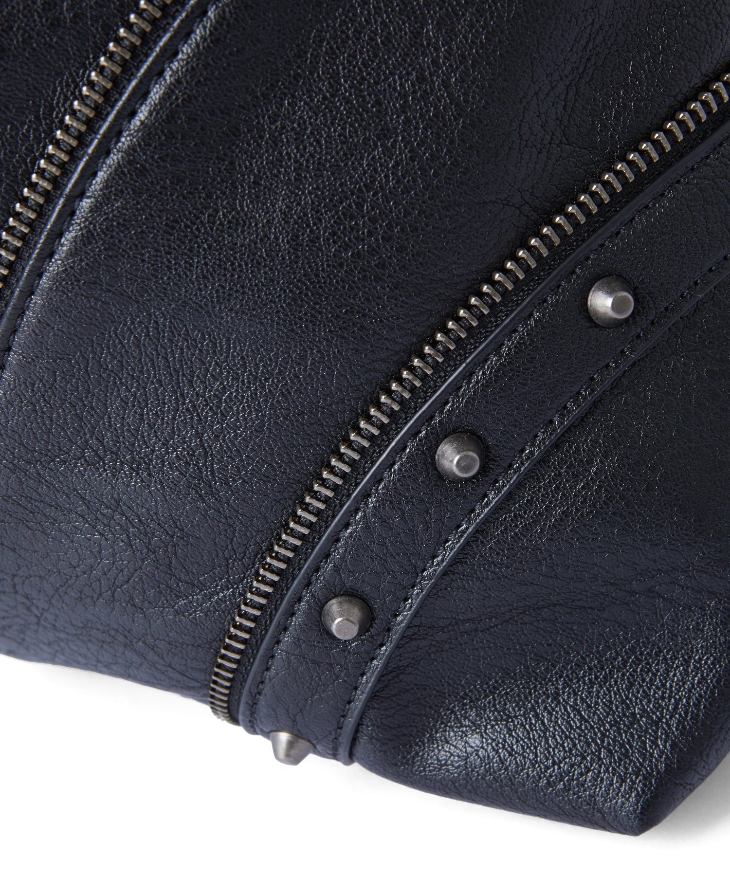 STUDDED PANELED FAUX LEATHER SHOULDER BAG