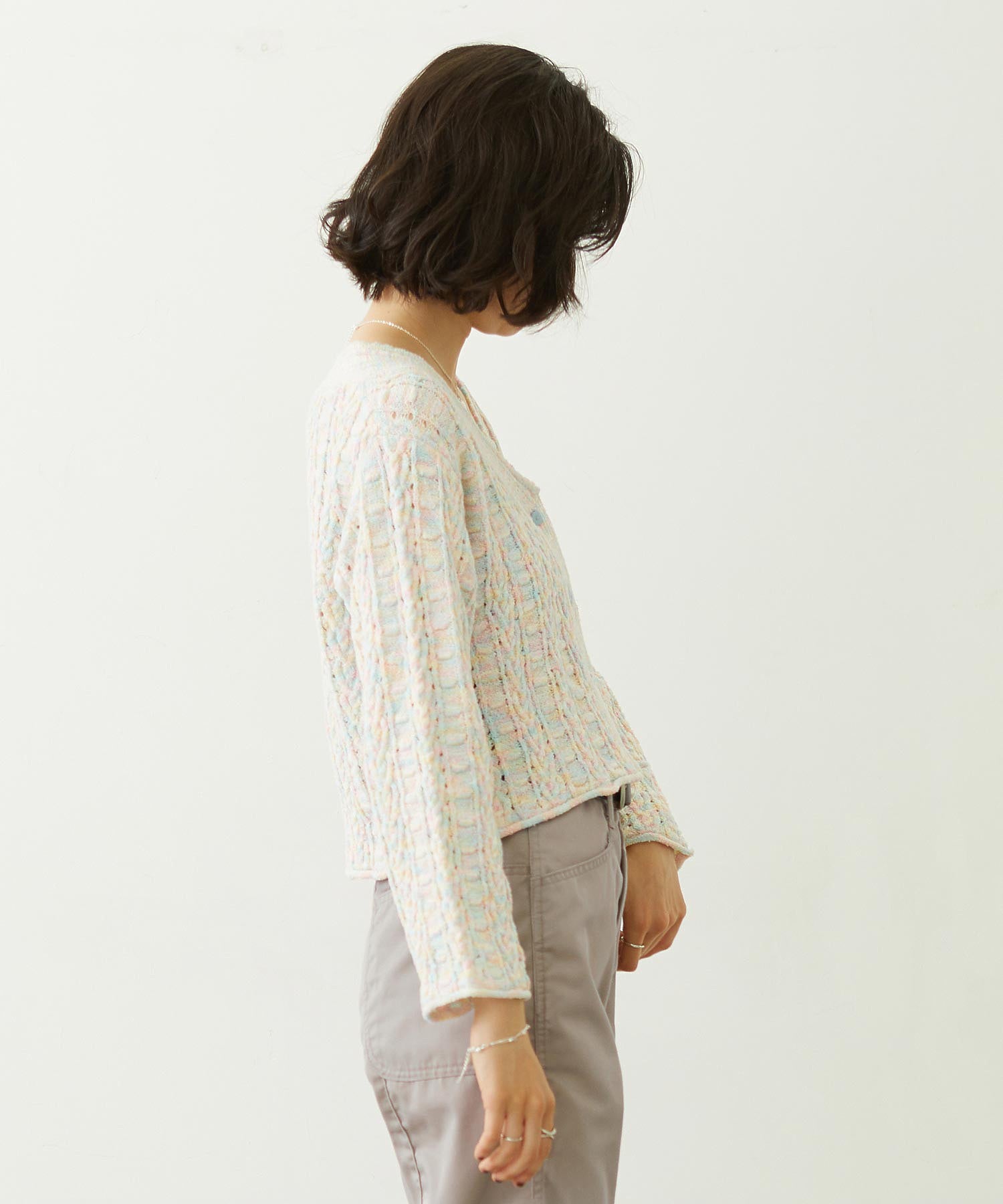 OPENWORK CABLE KNIT CARDIGAN