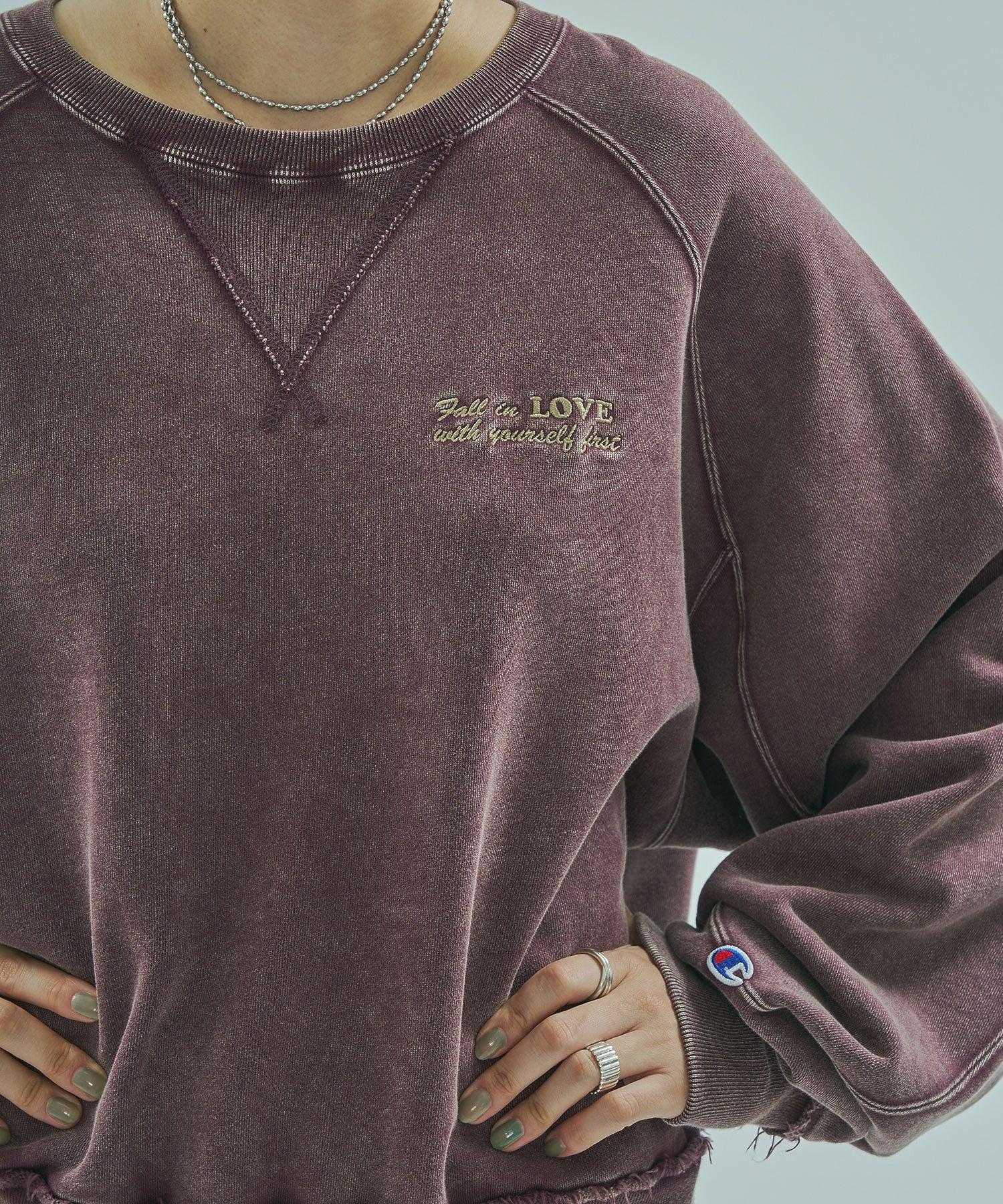 【Champion別注】ROSE BUD×Champion HEAVY WASH SWEAT