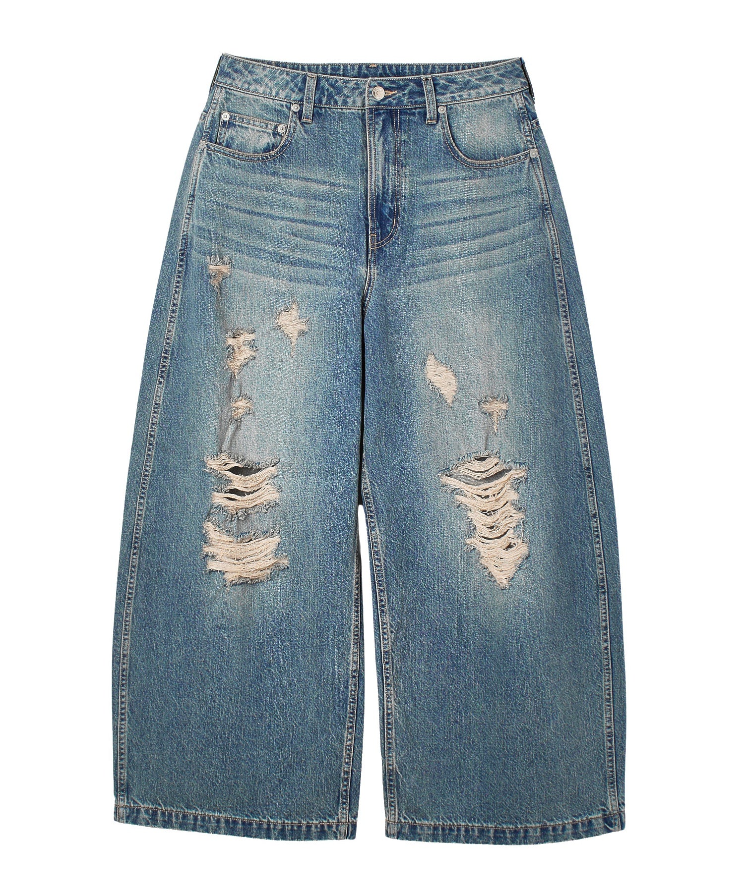 DISTRESSED BAGGY DENIM PANTS