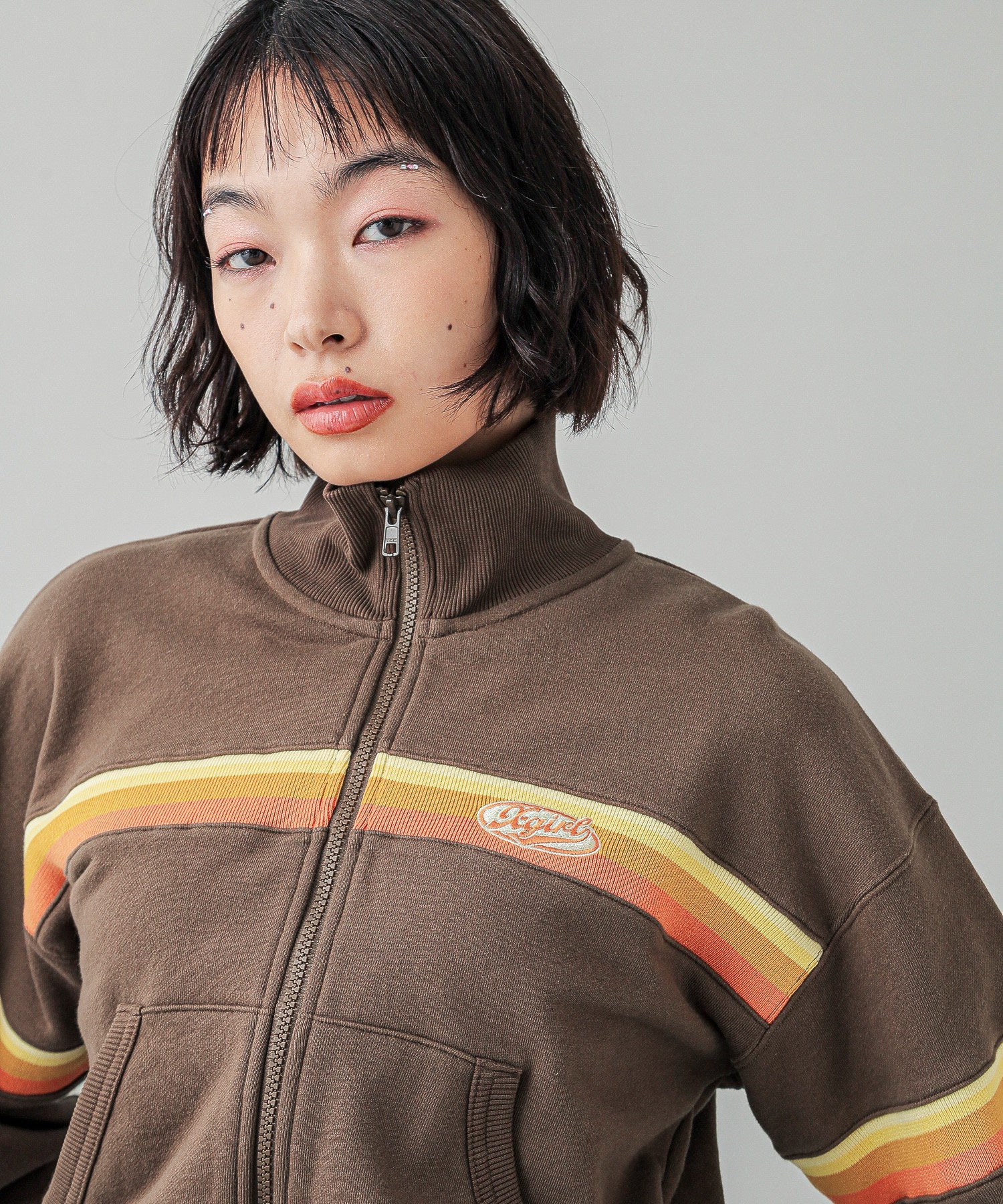 STRIPED COMPACT SWEAT TRACK TOP