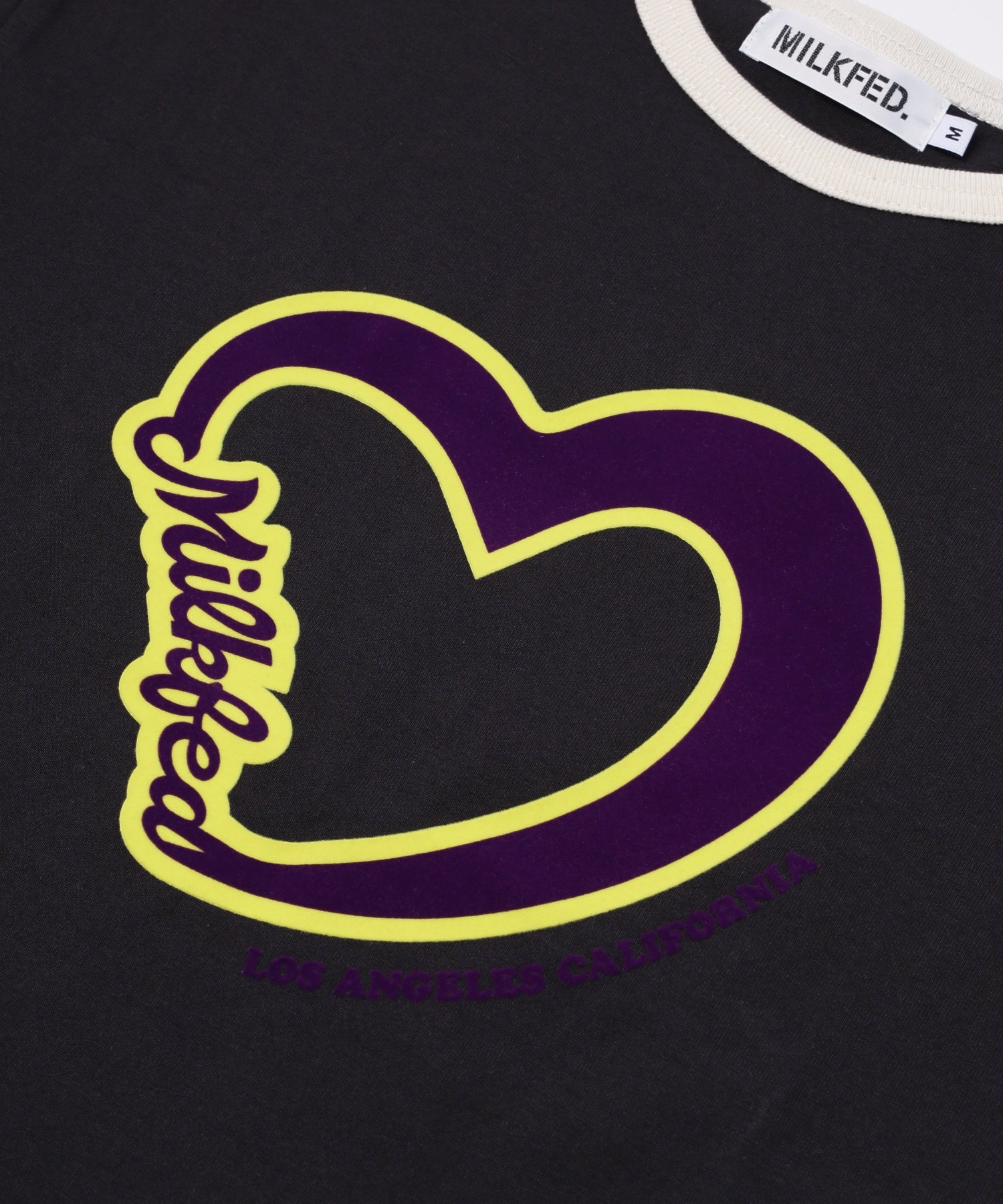 HEART LOGO FLOCK PRINT RINGER TEE