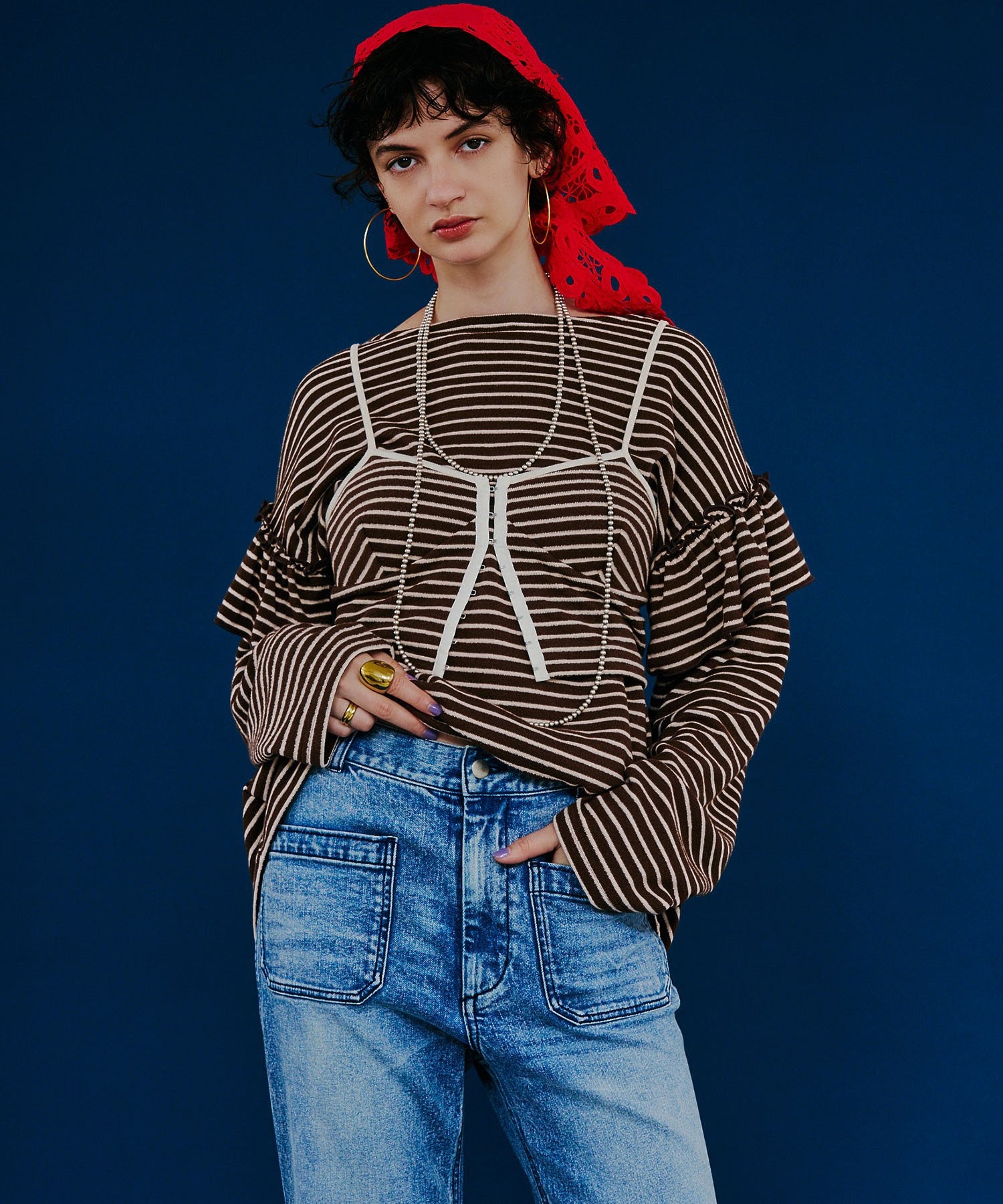 CREOLME/FLARE DENIM PANTS