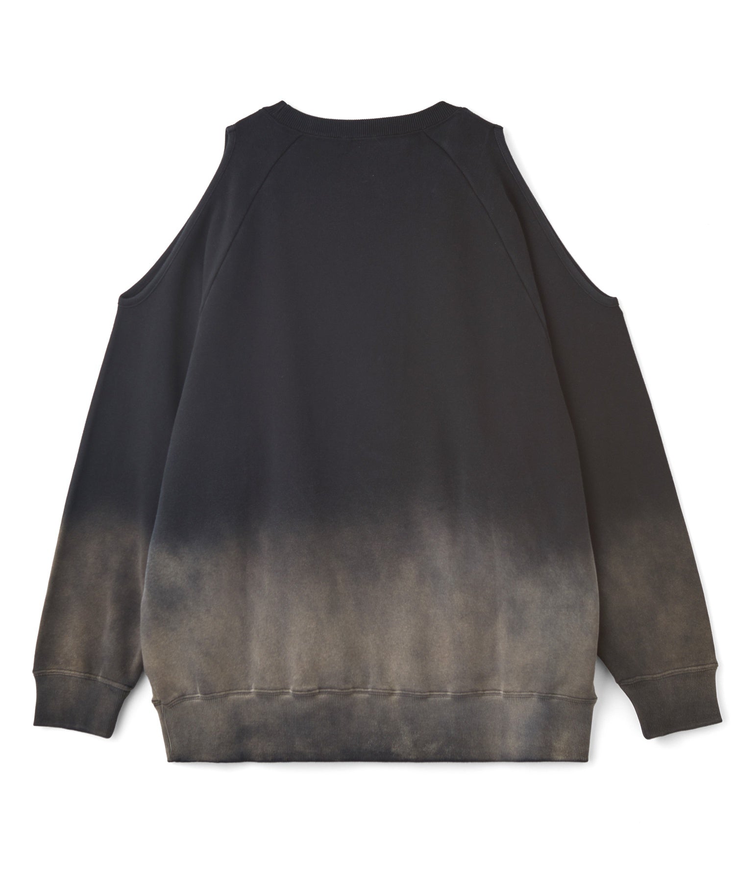 GRADIENT SPRAY OPEN-SHOULDER SWEATSHIRT