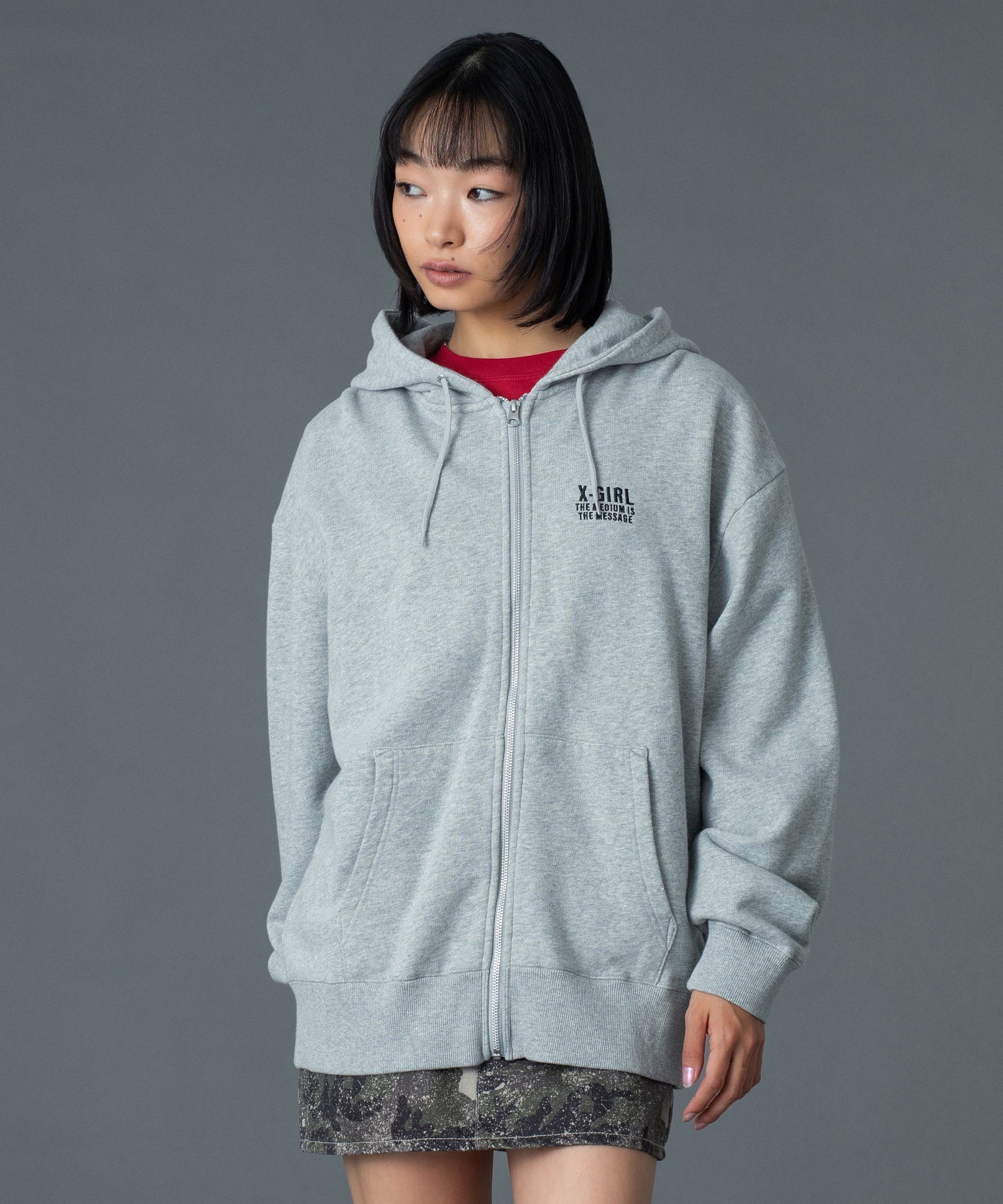 CIRCLE MESSAGE AND FACE ZIP UP SWEAT HOODIE