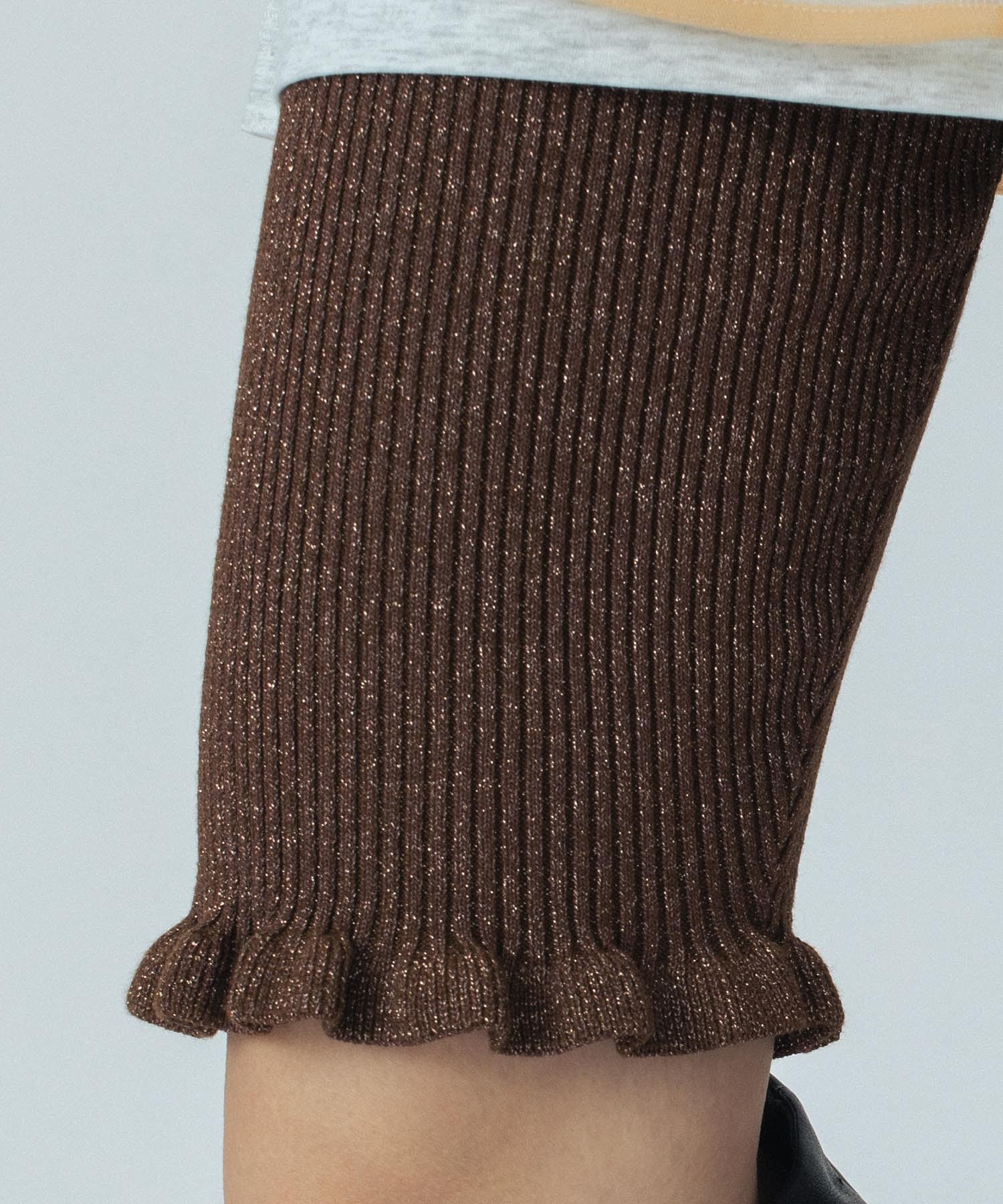 CREOLME/LAME KNIT HALF PANTS