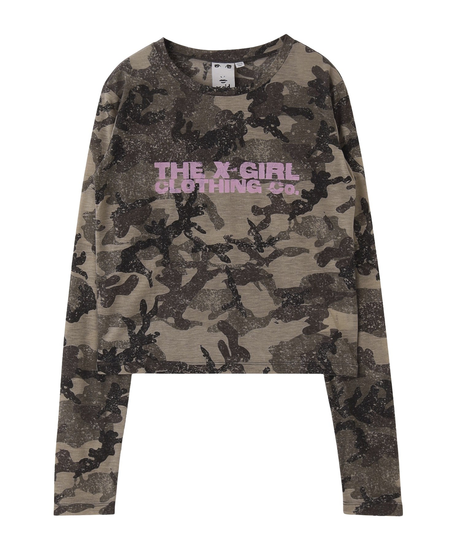 FADED CAMO SHEER L/S TOP