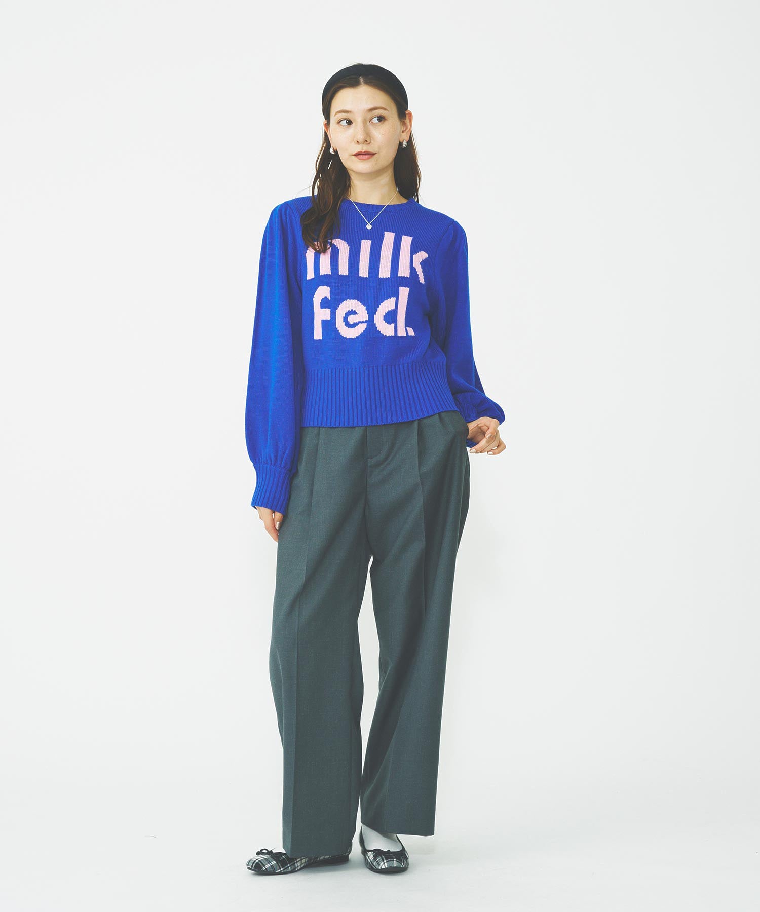 MILKFED LOGO KNIT TOP