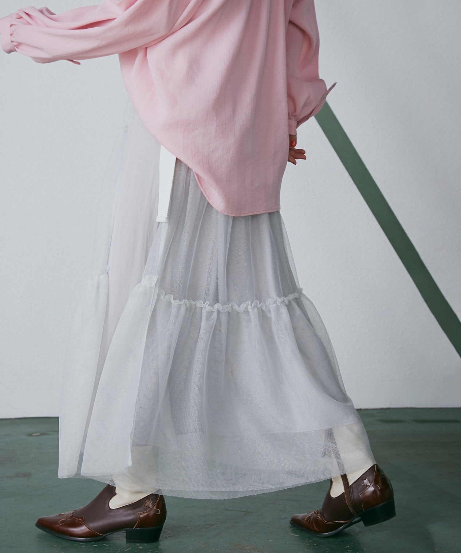 チュールレイヤードスカート