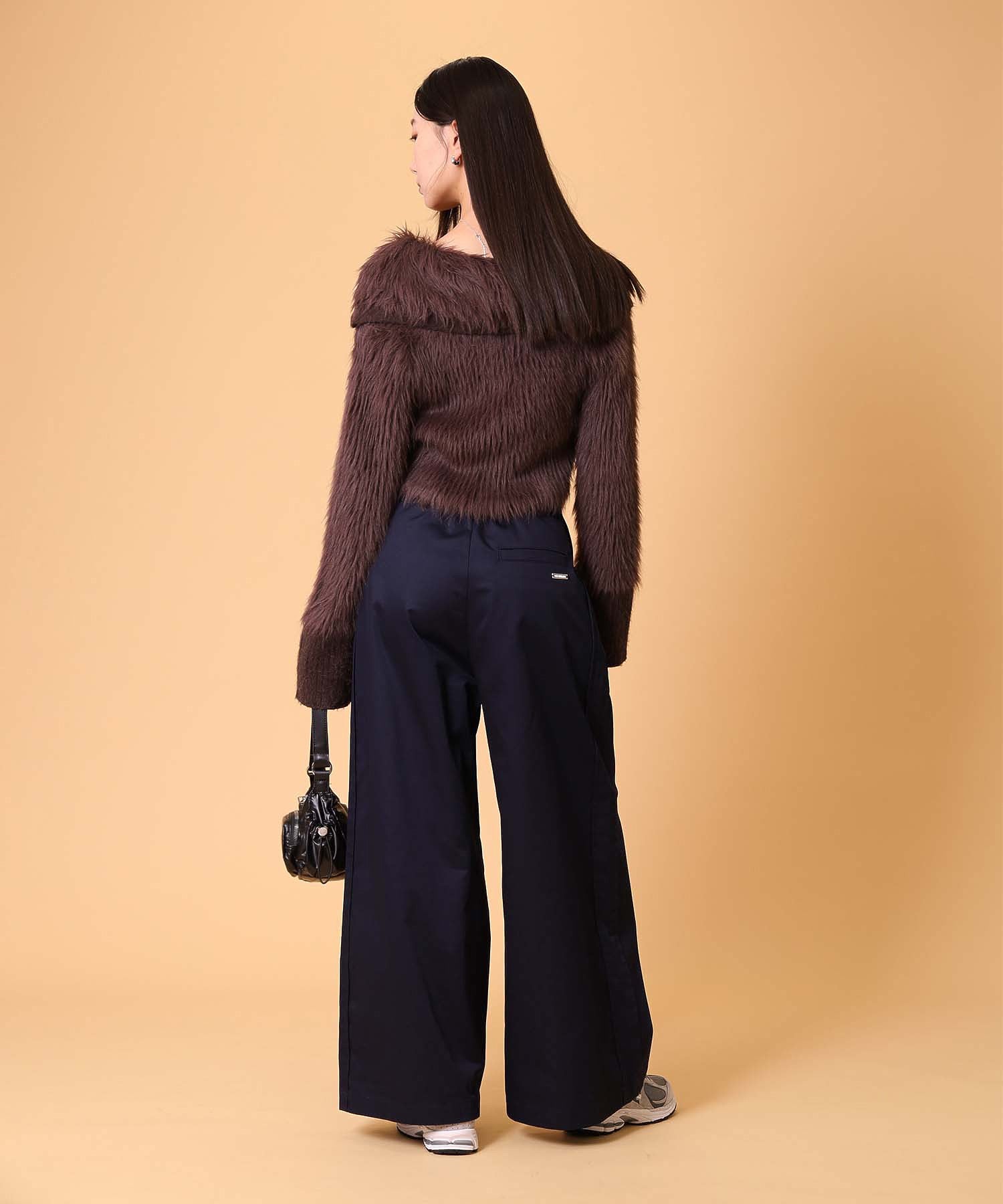 ビッグカラーシャギーニットカーディガン