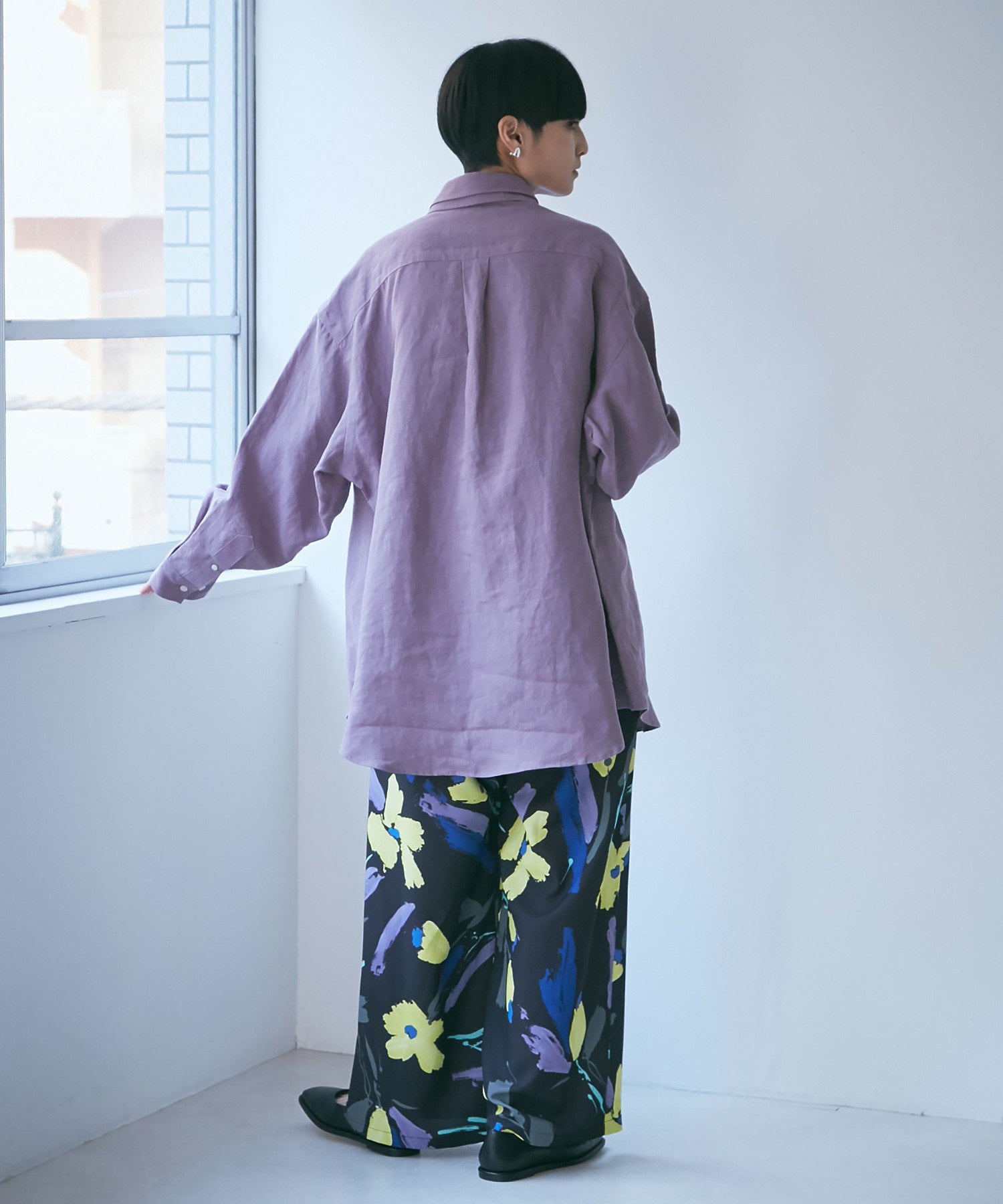 ボタンダウン ダブルネックシャツ