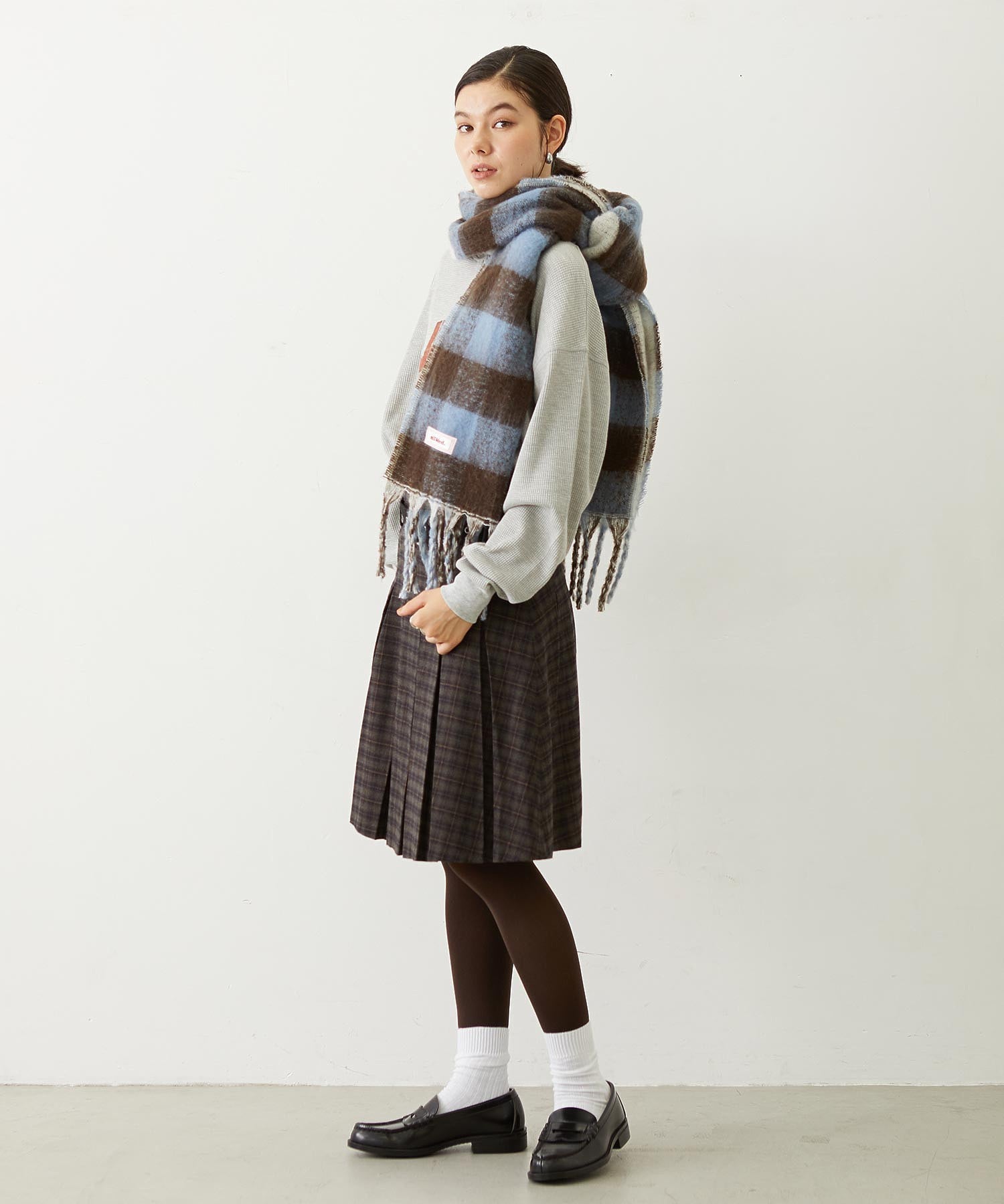 GINGHAM CHECK LOGO STOLE