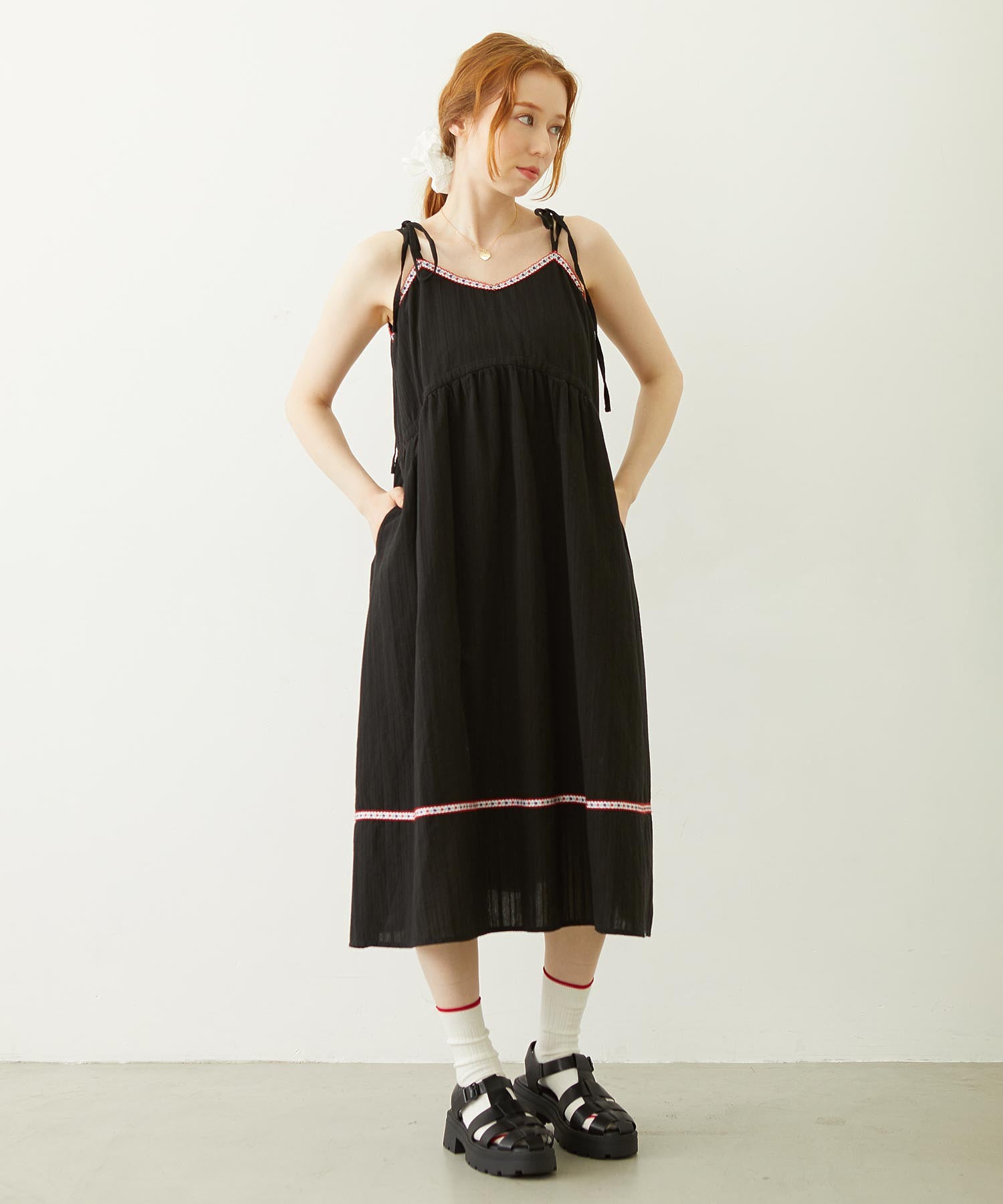TYROLEAN TAPE CAMI DRESS