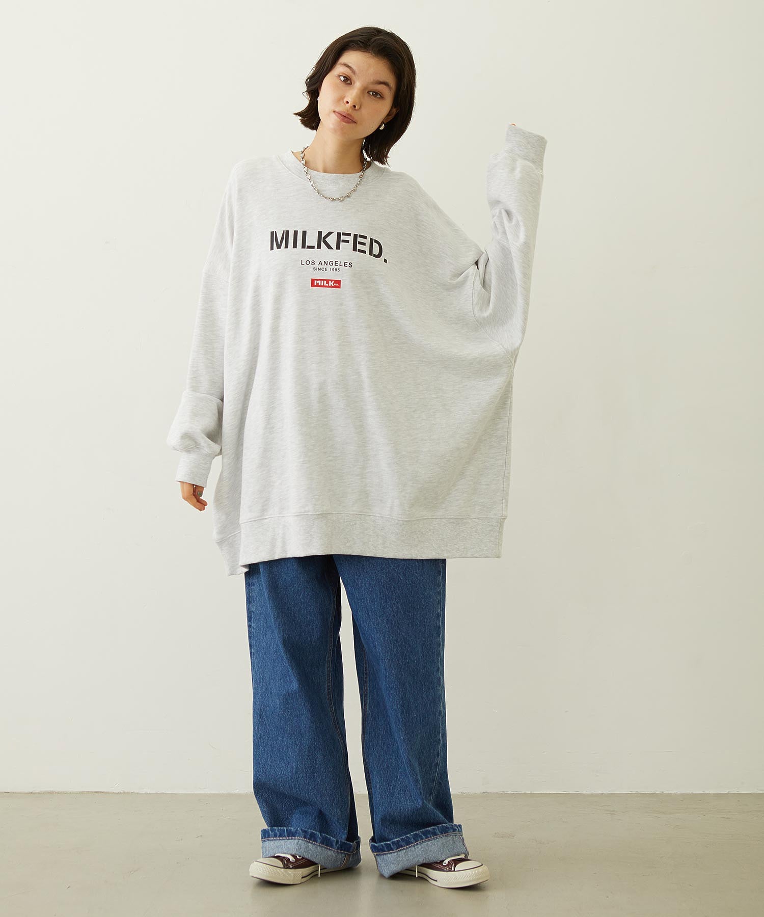 STENCIL AND BAR LOGO BIG SWEAT TOP